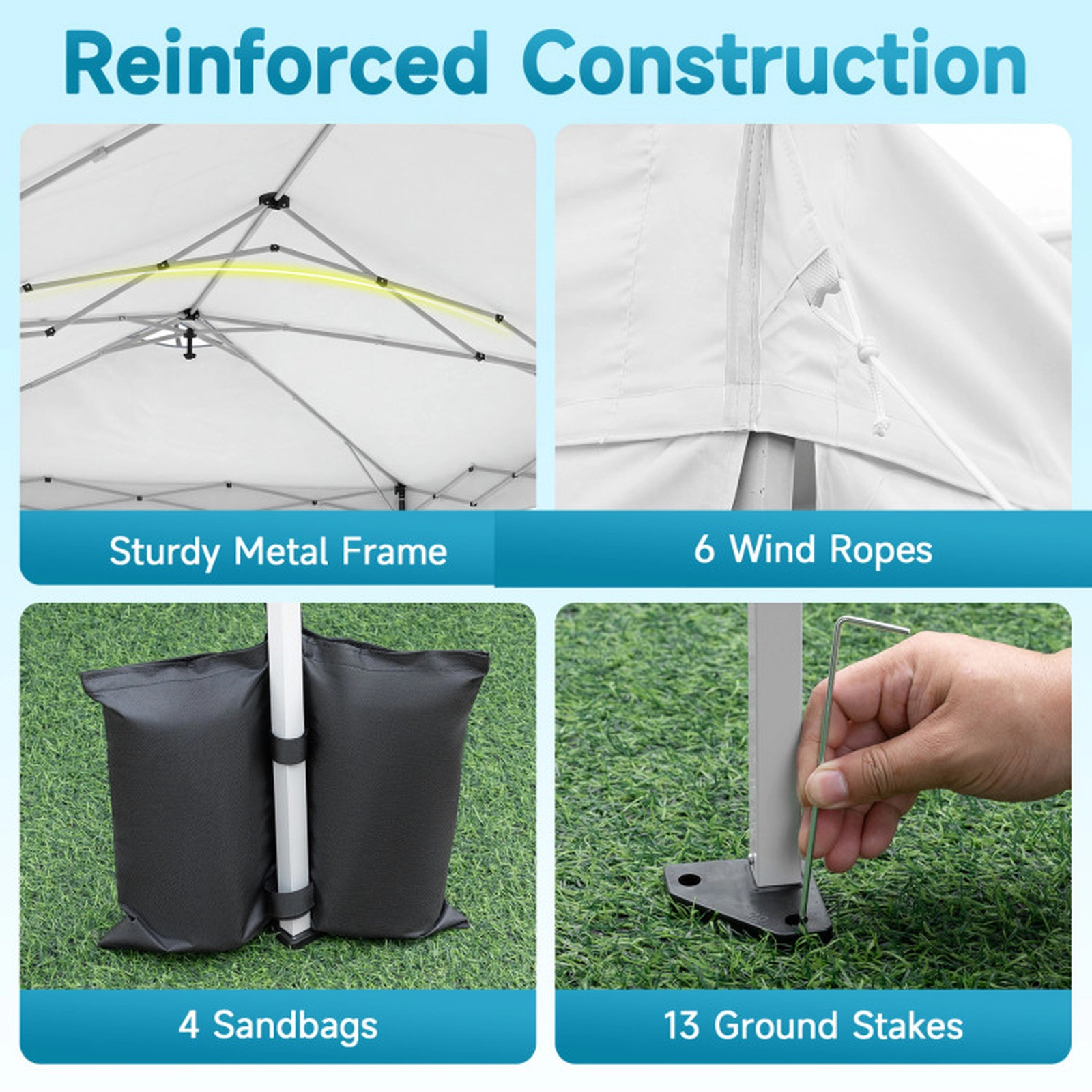 SUGIFT 10 x 20Pop Up Canopy Gazebo Tent with 6 Removable Sidewalls 3-Height Adjustable Metal Frame PE Fabric Roof White