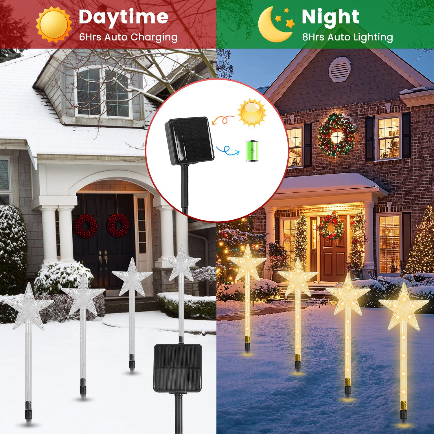 GBruno Solar 8-Pack Star Pathway Lights