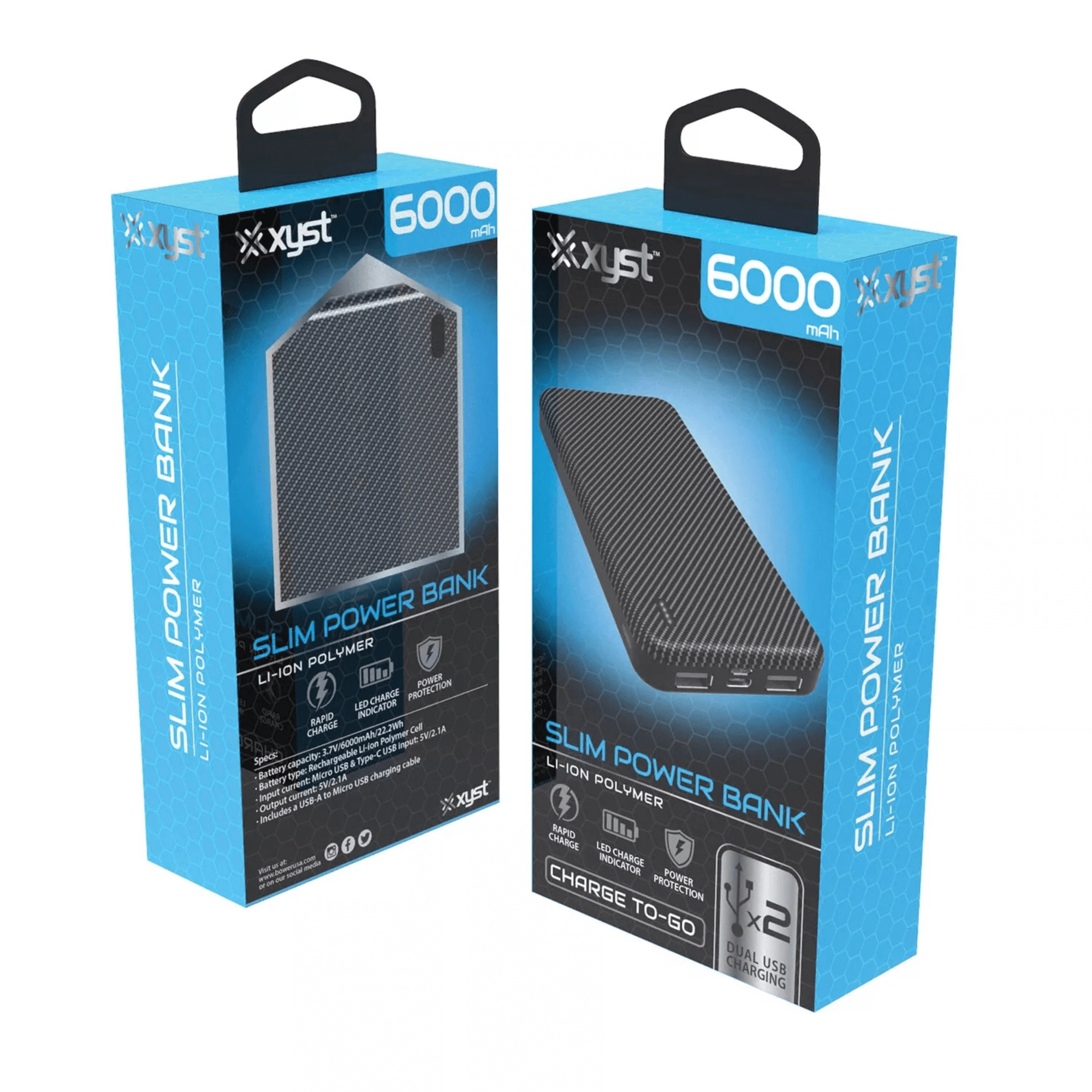 Xyst Slim 6000mAh Dual USB Power Bank