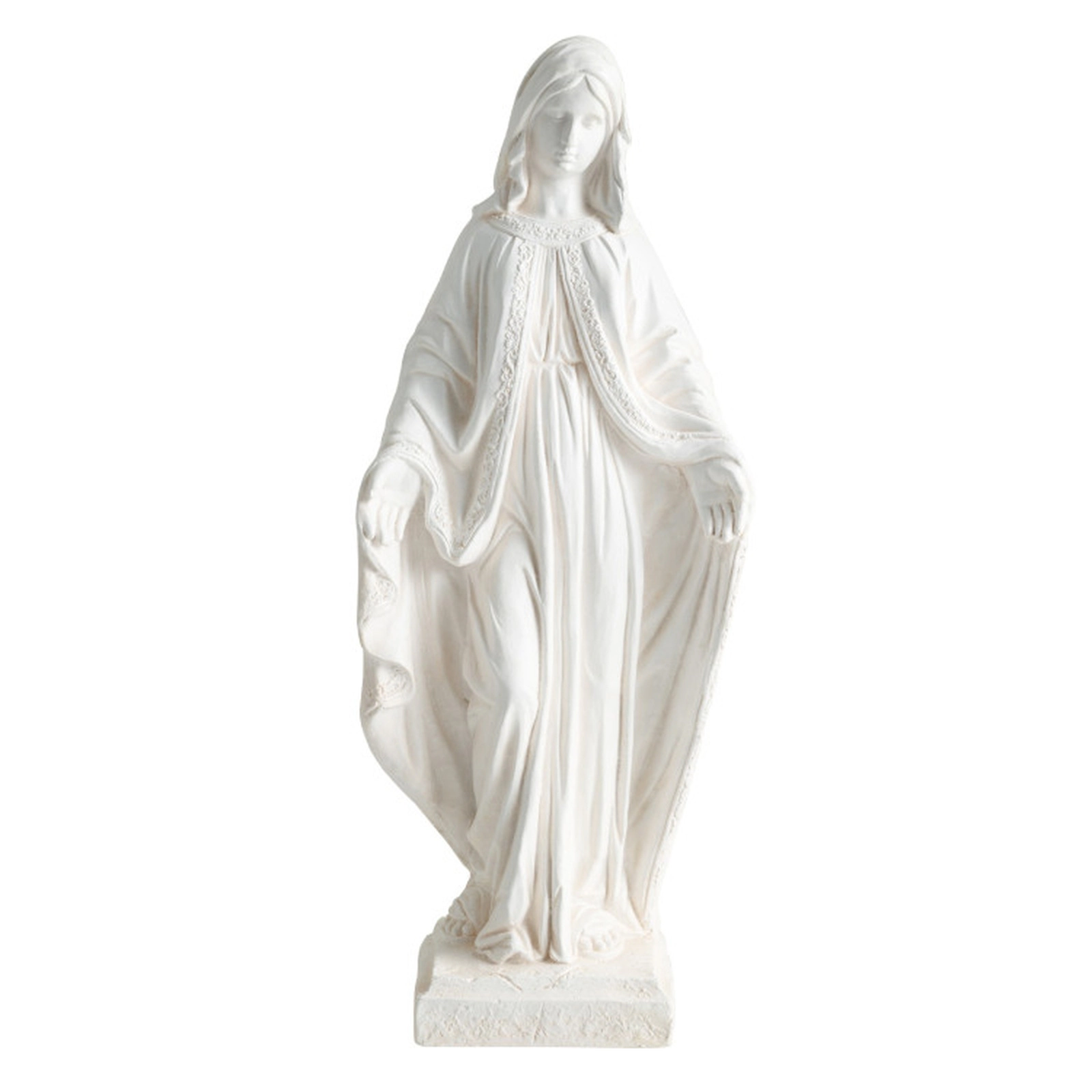 SUGIFT 31.5-in Virgin Mary Magnesium Oxide Fiber Statue with Aged Finish for Yard Patio 12-lb Net Weight White 8.5 x 8.5