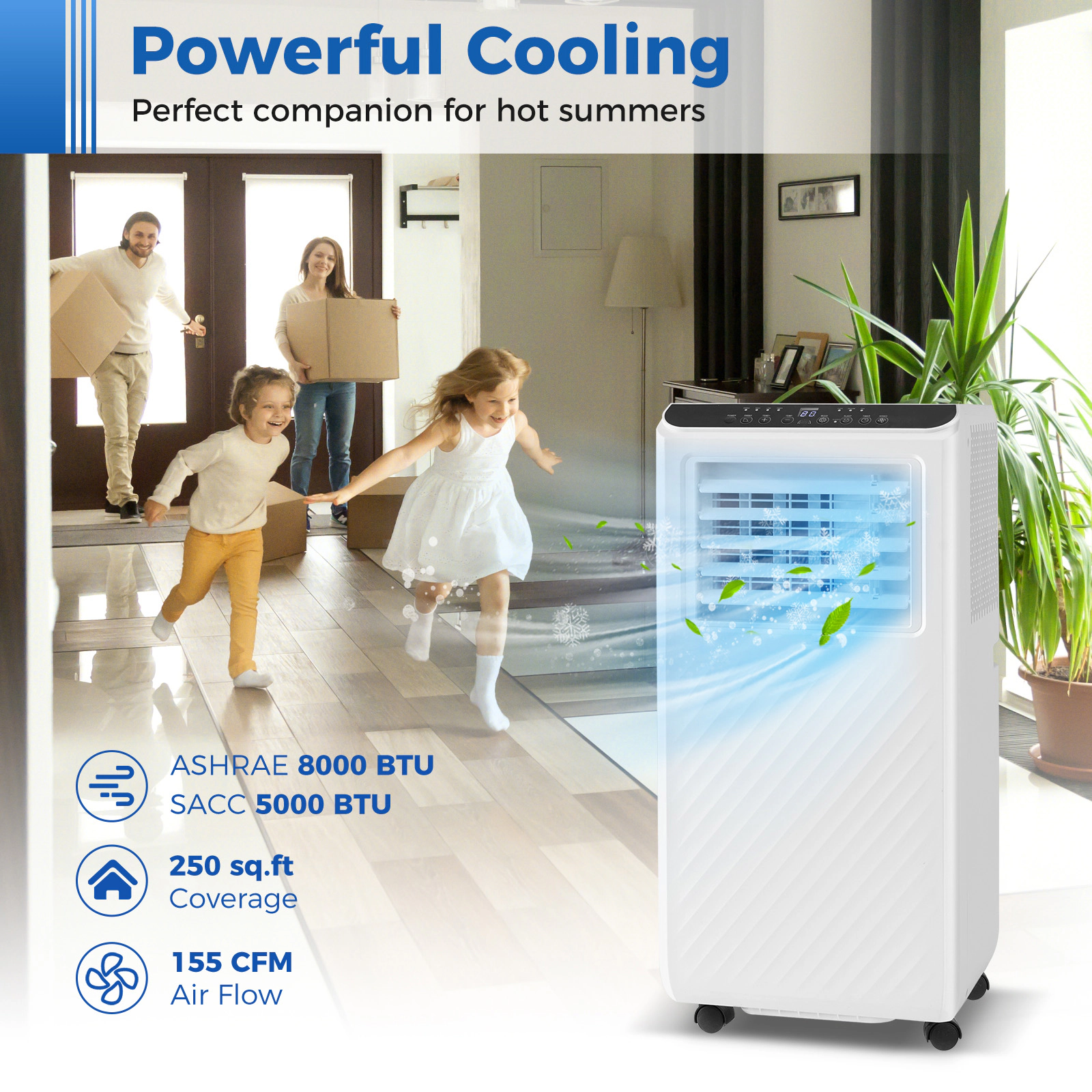 SlickBlue 3-in-1 Portable Air Conditioner with Fan and Dehumidifier