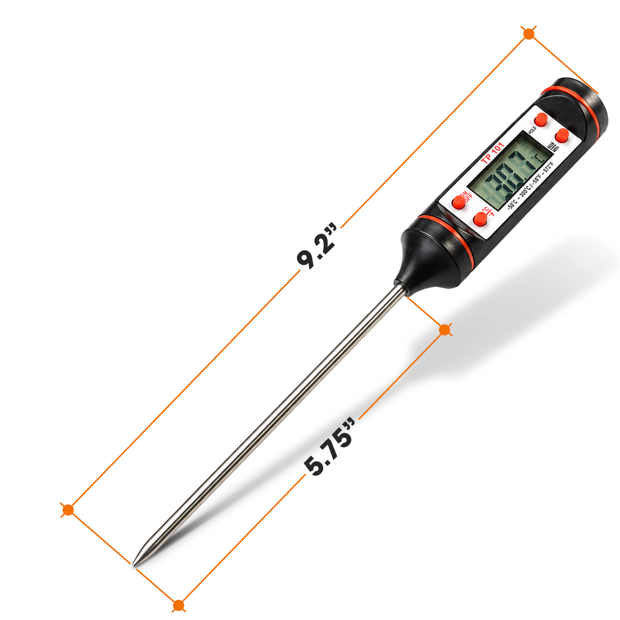 Cheer Collection Instant Read Digital Thermometer with Stainless Steel Probe