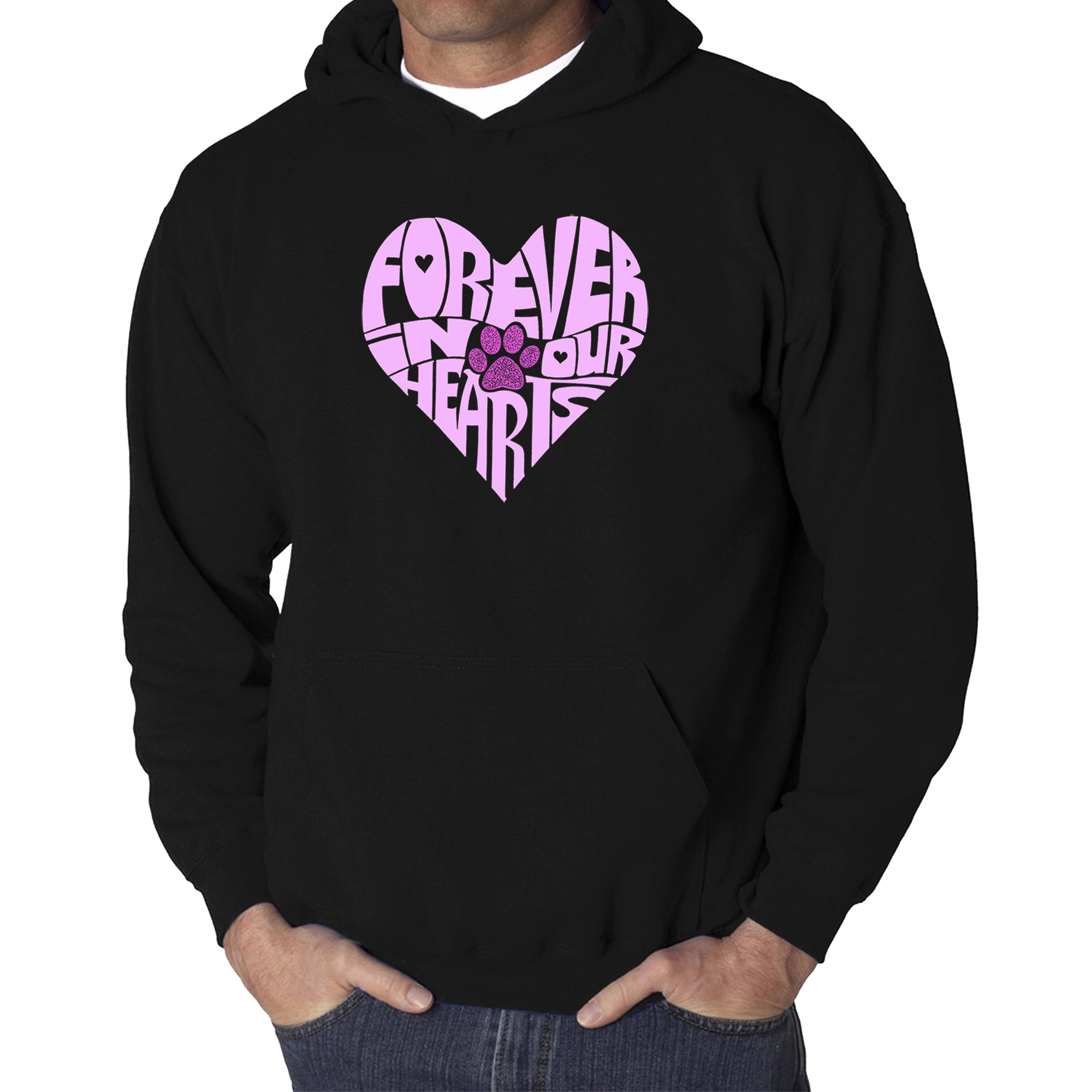 LA Pop Art Forever Our Hearts - Men's Word Hooded Sweatshirt