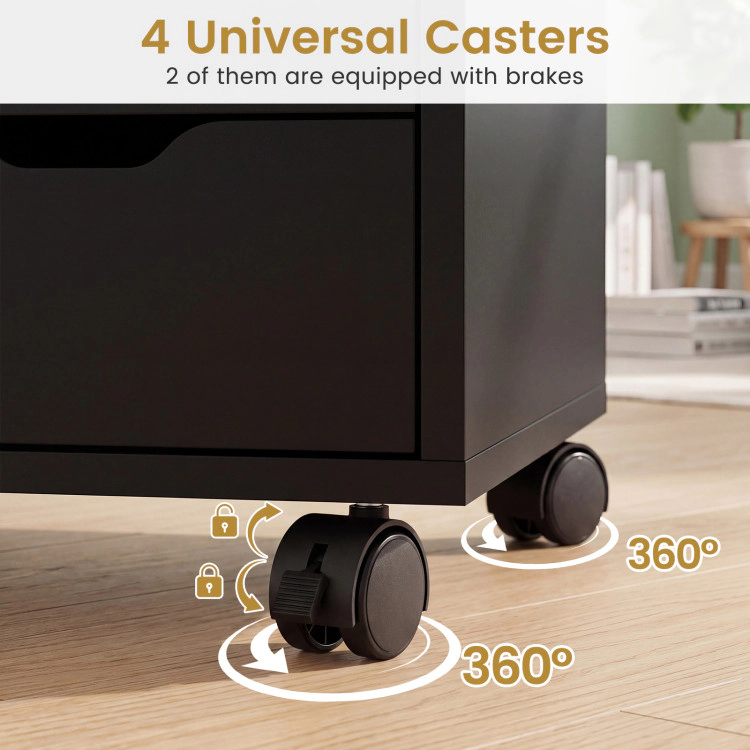 Hivvago 5 Drawer Storage Cabinet on Wheels with Adjustable Shelf