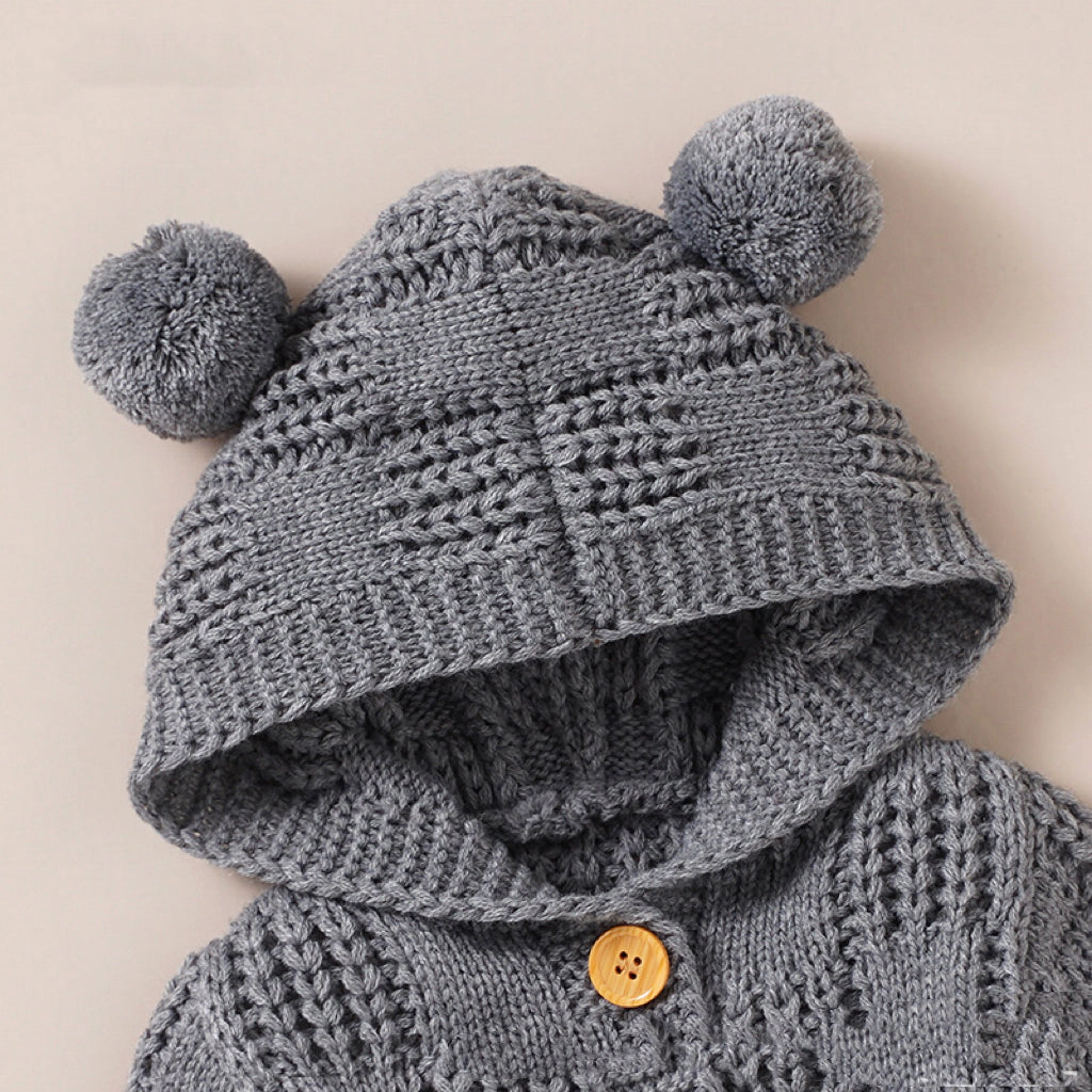 MyKids-USA Baby Solid Color Small Ear Patched Design Thermal Romper