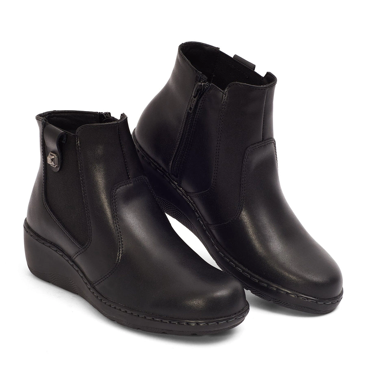 Andrea Exclusive Leather Wedge Booties