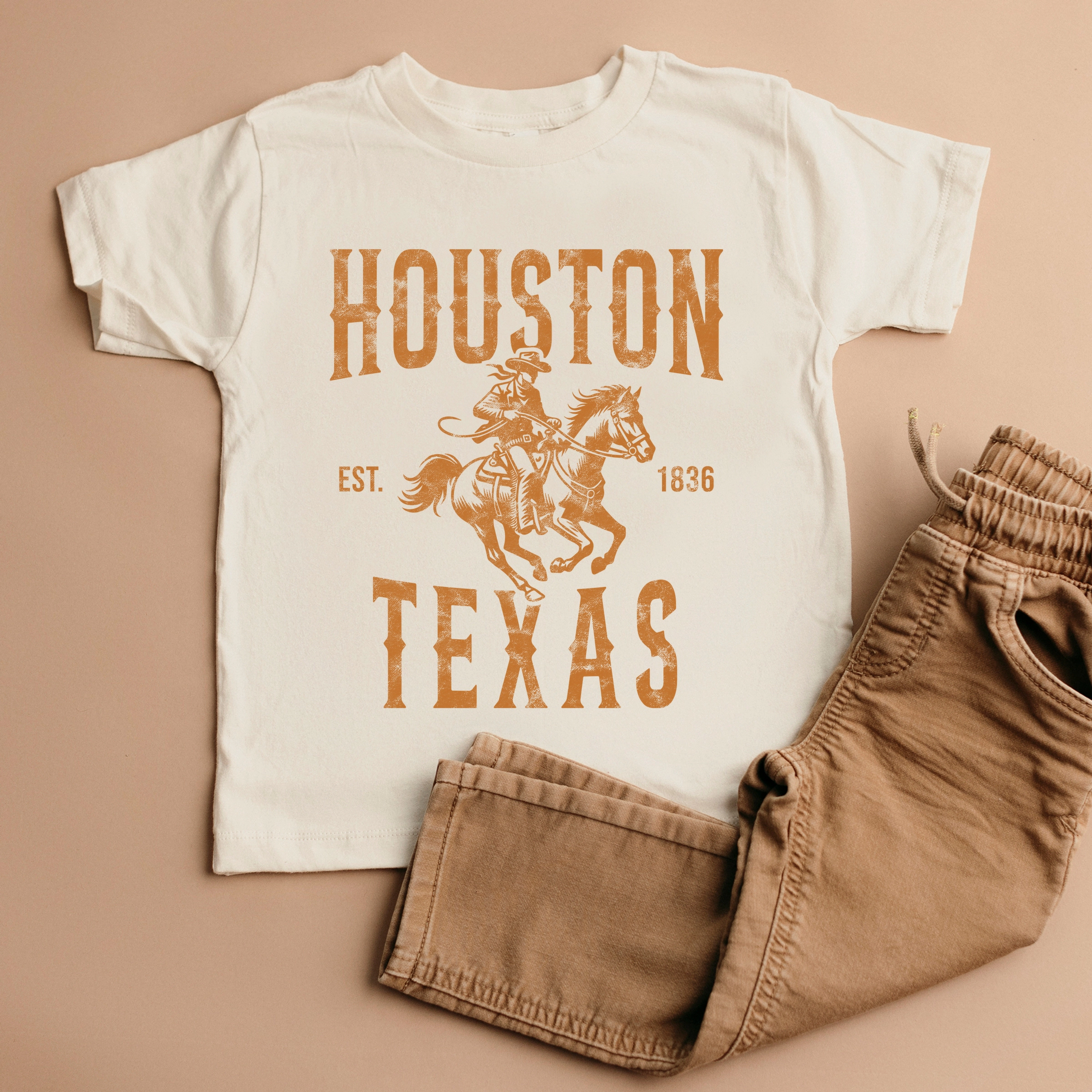 The Juniper Shop - Houston Texas Cowboy Distressed Toddler Short Sleeve Graphic T-Shirt