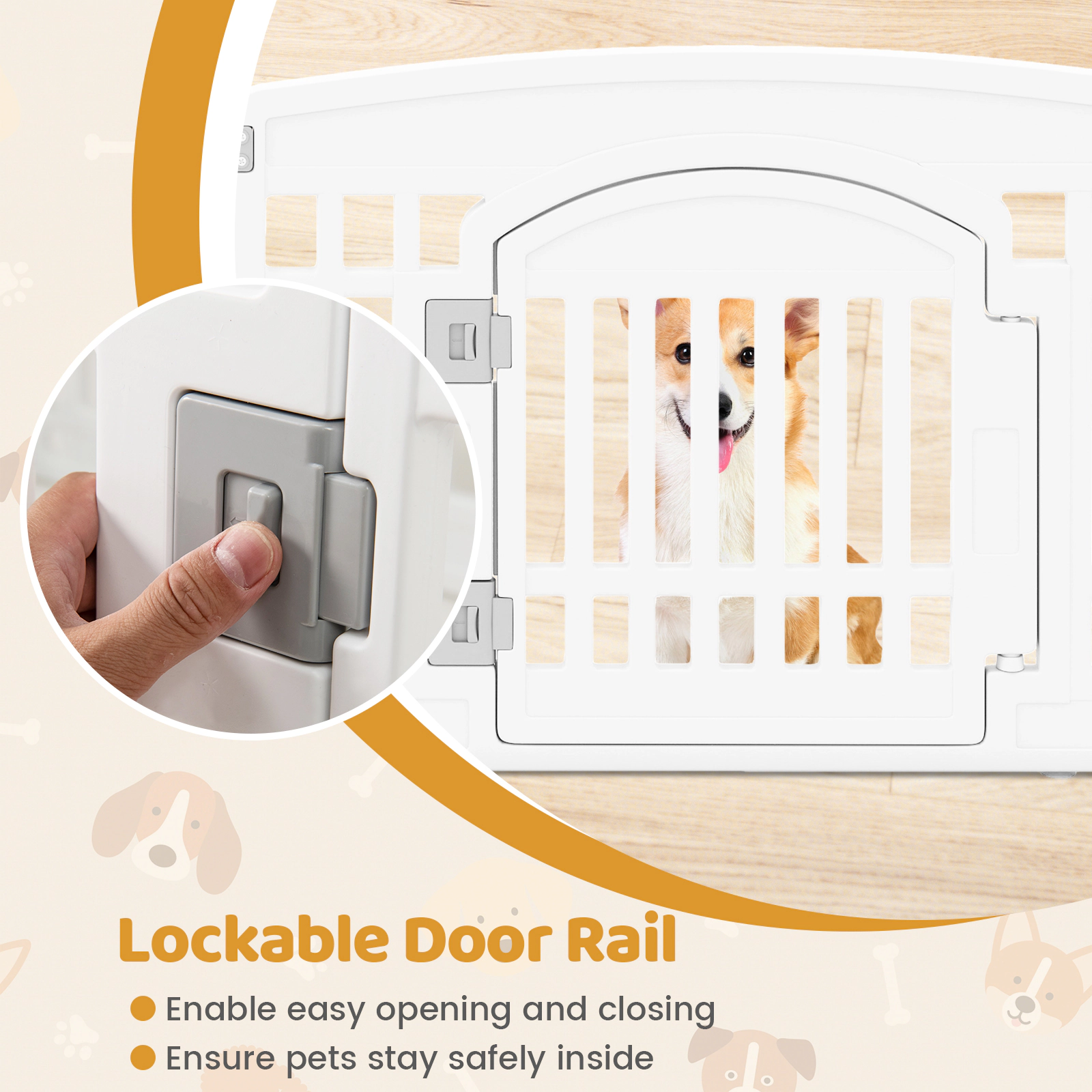 SUGIFT 6-Panel Plastic Dog Playpen 24-in Tall Indoor Outdoor Pet Fence with Locking Door White