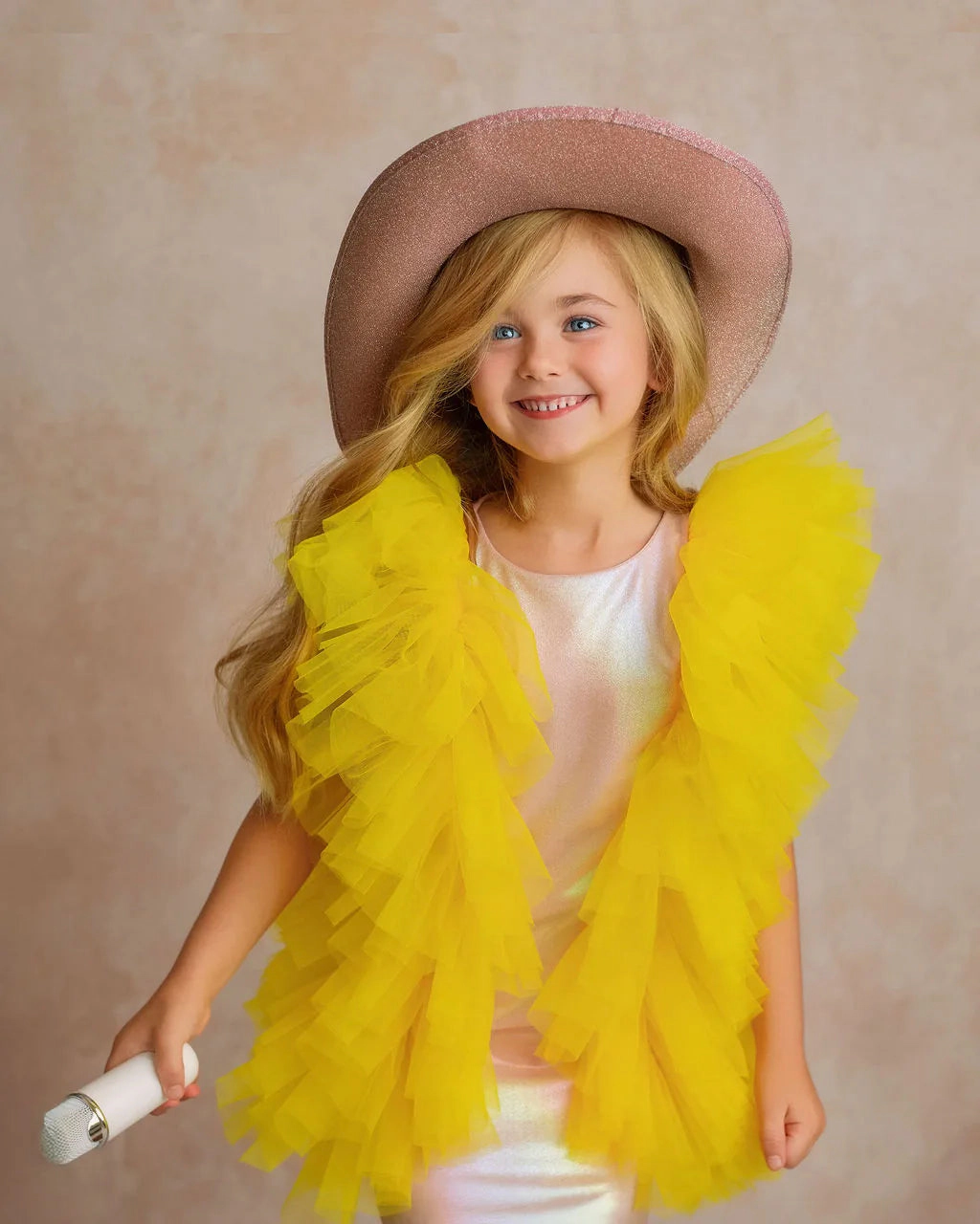 Faeella Girls Radiant Yellow Fairy Wings Tulle Birthday Dress