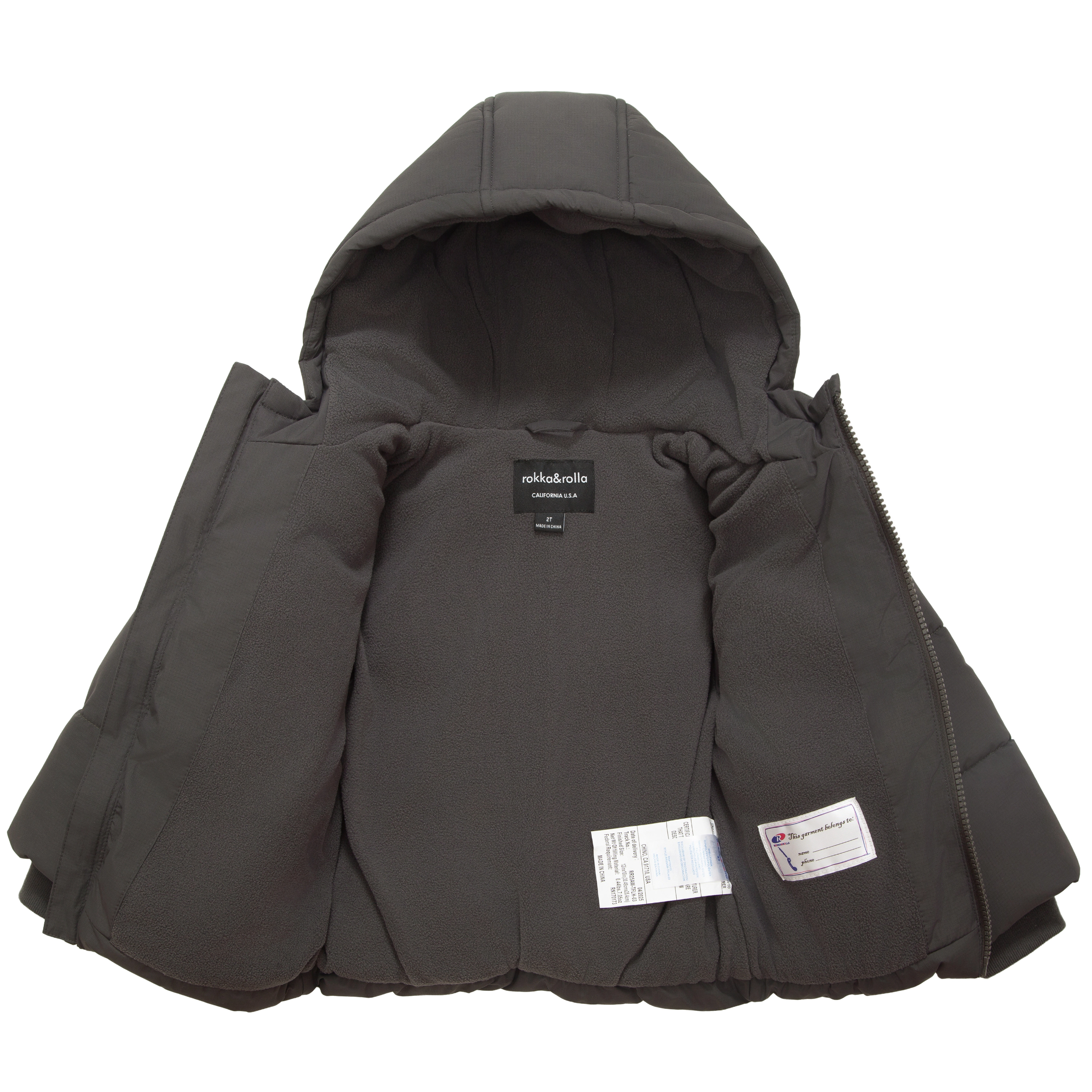 Rokka&Rolla Toddler Boys Water-Resistant Fleece-Lined Puffer Jacket