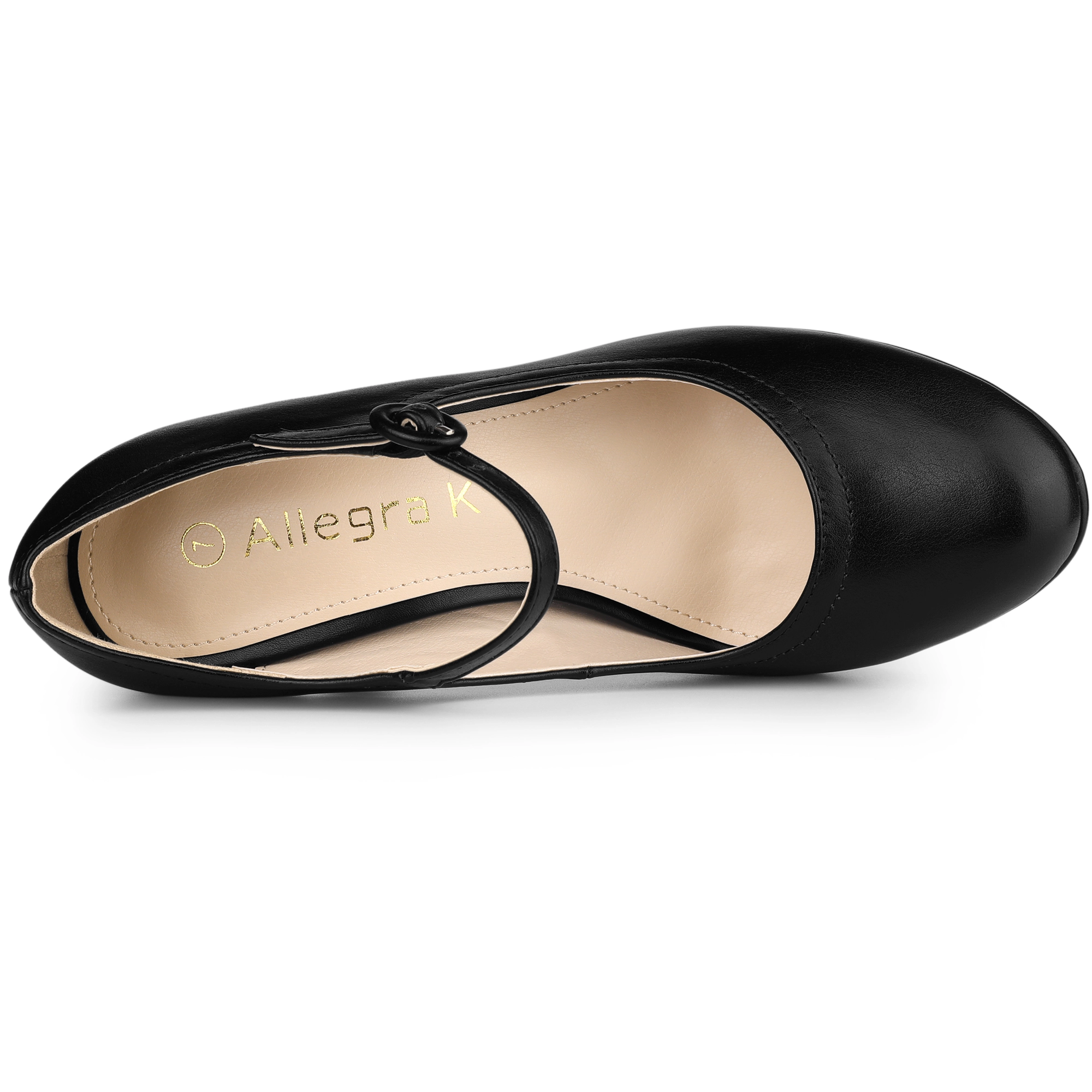 BLISSFUL STEP Women Platform Round Toe Ankle Strap Mary Jane Pump Shoes