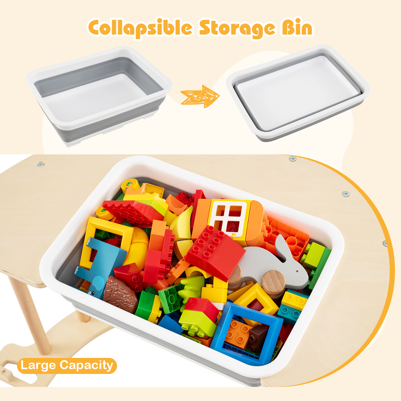 LJG 8 in 1 Climbing Arch Sensory Table with Collapsible Storage Bin for Kids
