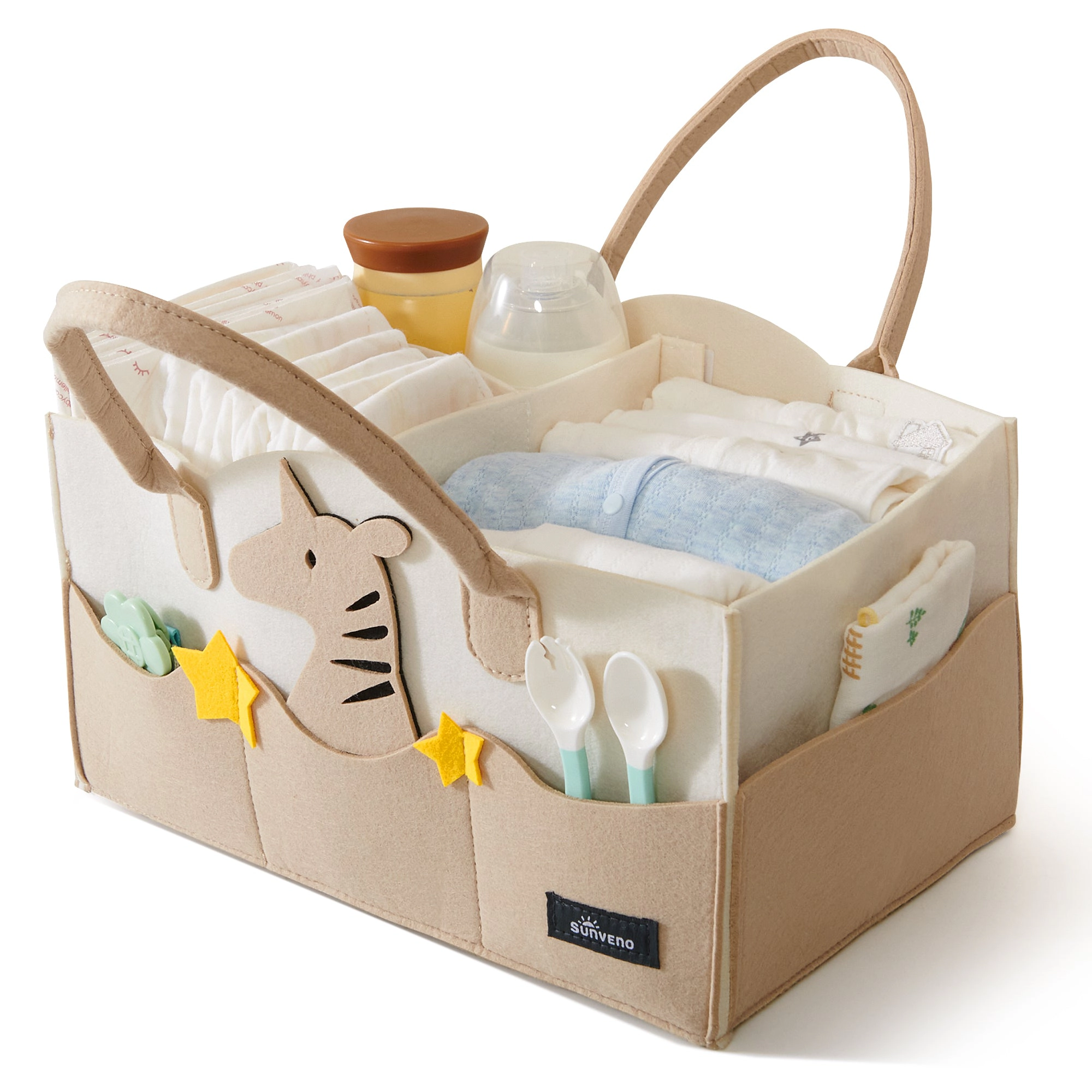 SUNVENO Foldable Nursery Diaper Caddy Organizer