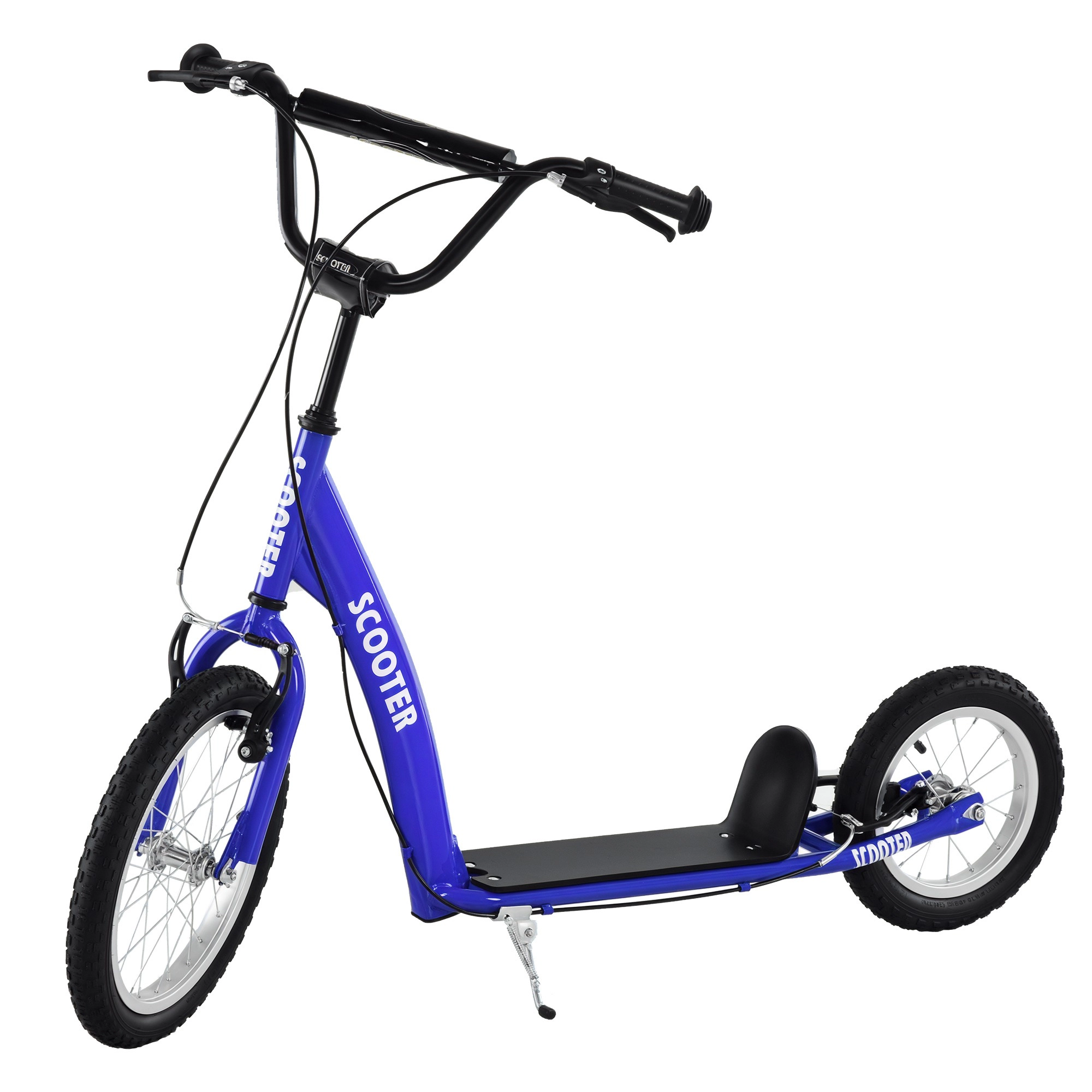 HONGGE Youth Scooter Kick for Kids 5+ with Adjustable Handlebar Front and Rear Dual Brakes Inflatable Wheels