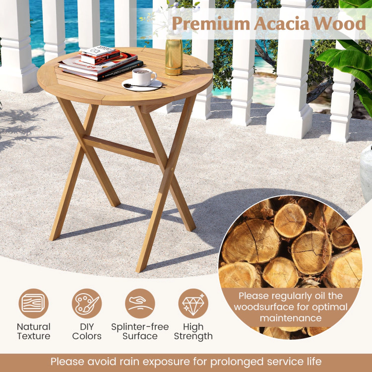 Hivvago Outdoor Side Table With Slatted Tabletop And X-Shaped Structure