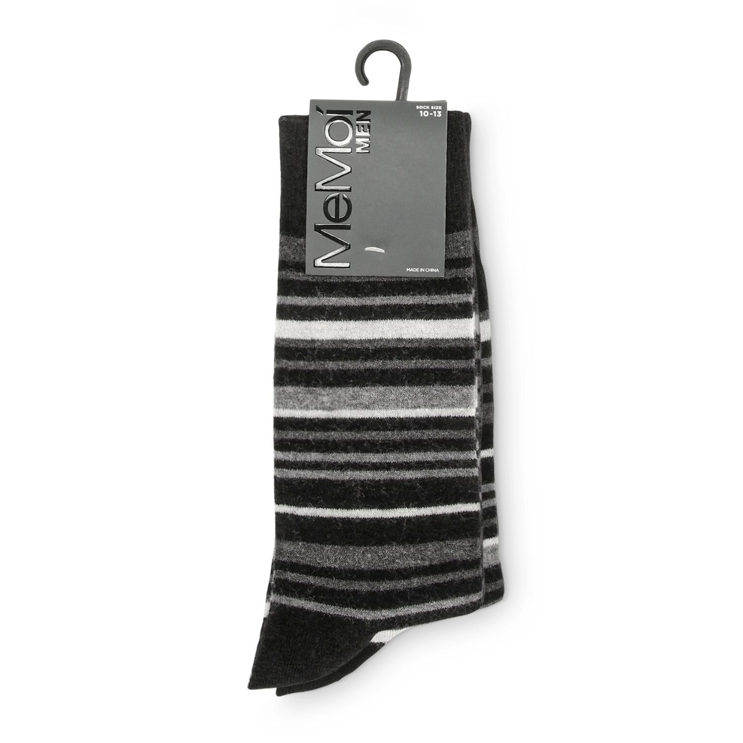 MeMoi Men's Slick Stripes Luxuriously Soft Cashmere Blend Crew Socks