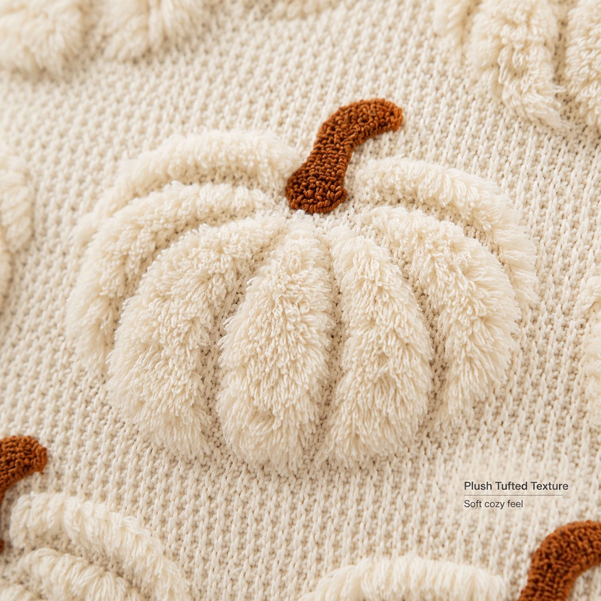Alilang Fall Textured Tufted Pumpkin Decorative Throw Pillow Cover