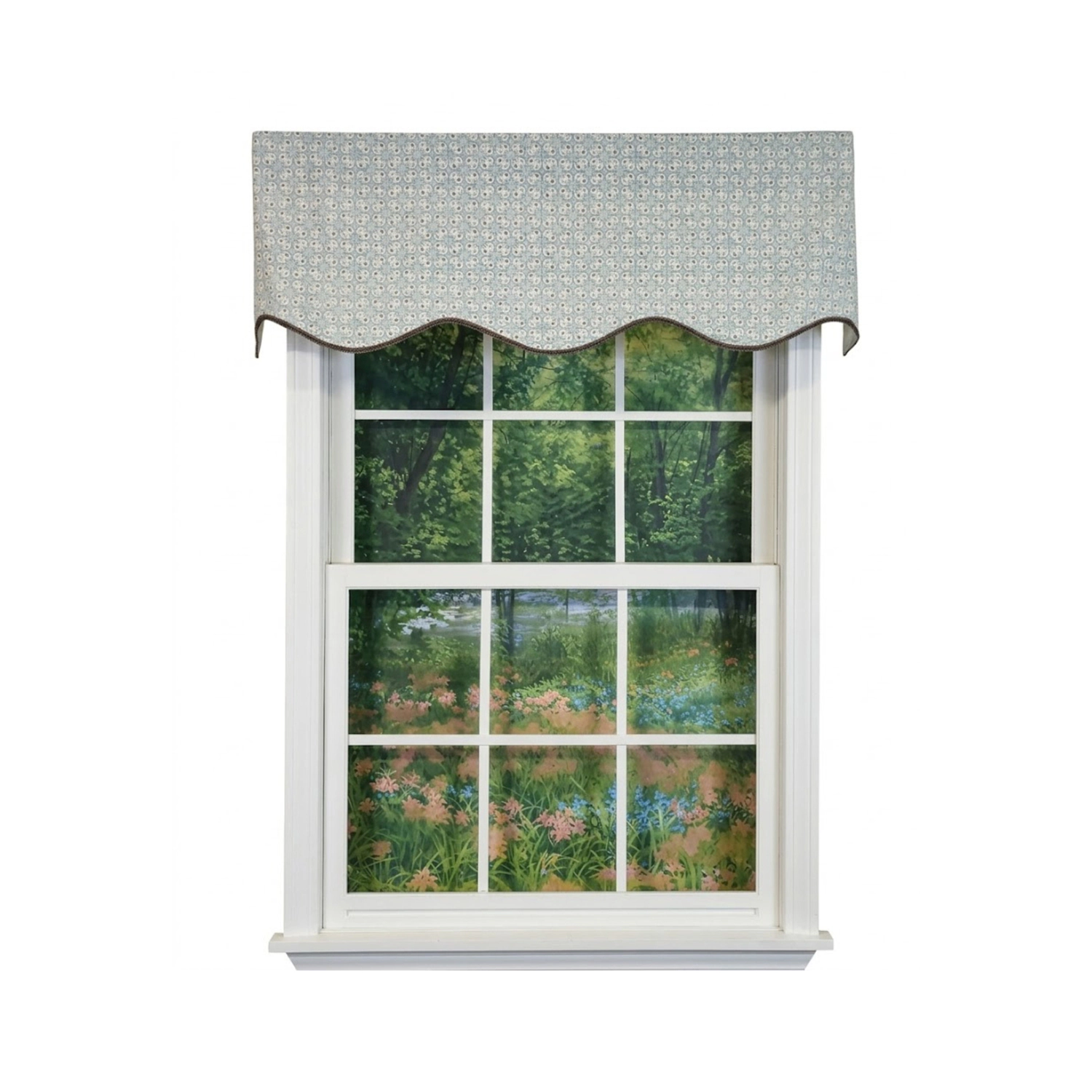 RLF Home Blast Trimmed Provance Window Valance 100% Cotton Lined Rod Pocket 50" x 17
