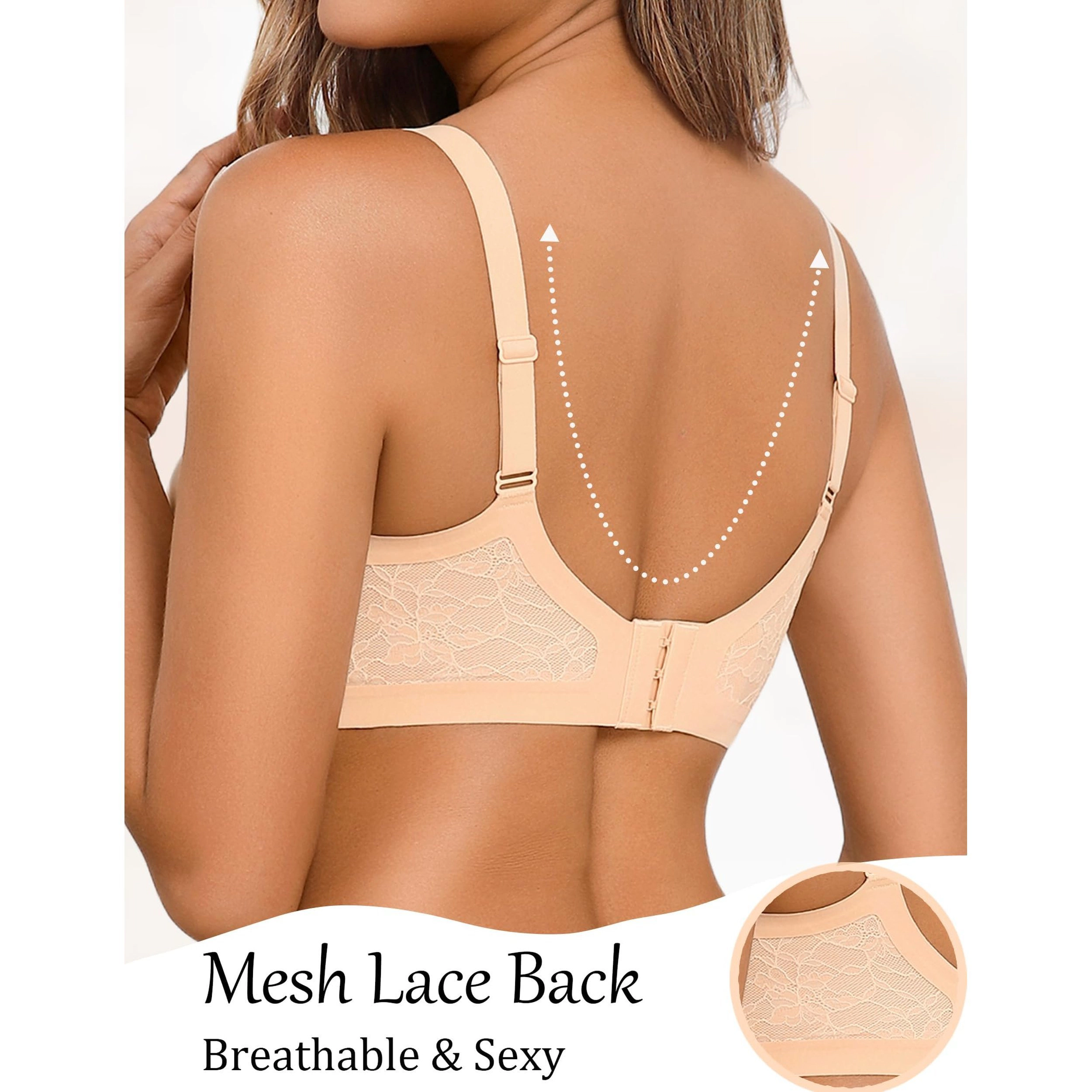 Avidlove Women's Seamless Wireless Padded V Neck Lace Bralette