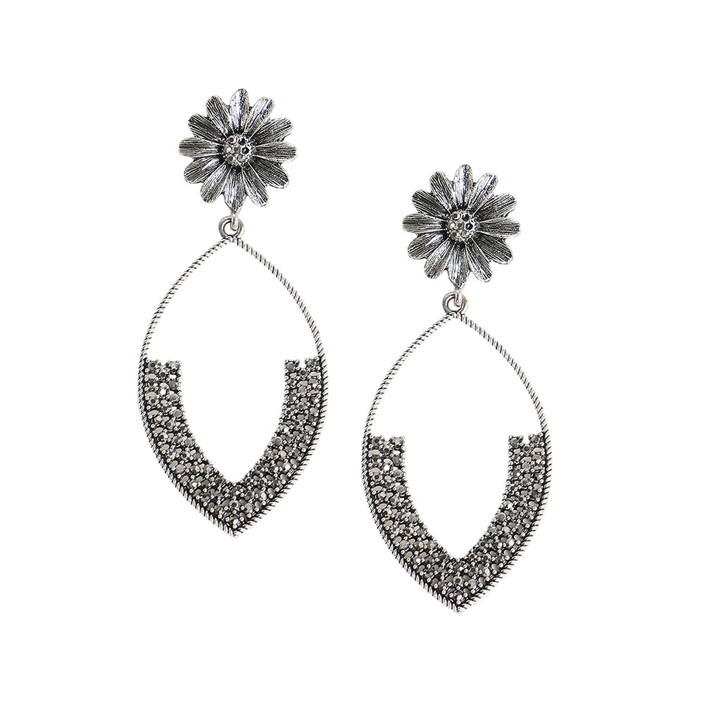 SOHI Women's Crystal Silver Party Drop Earrings