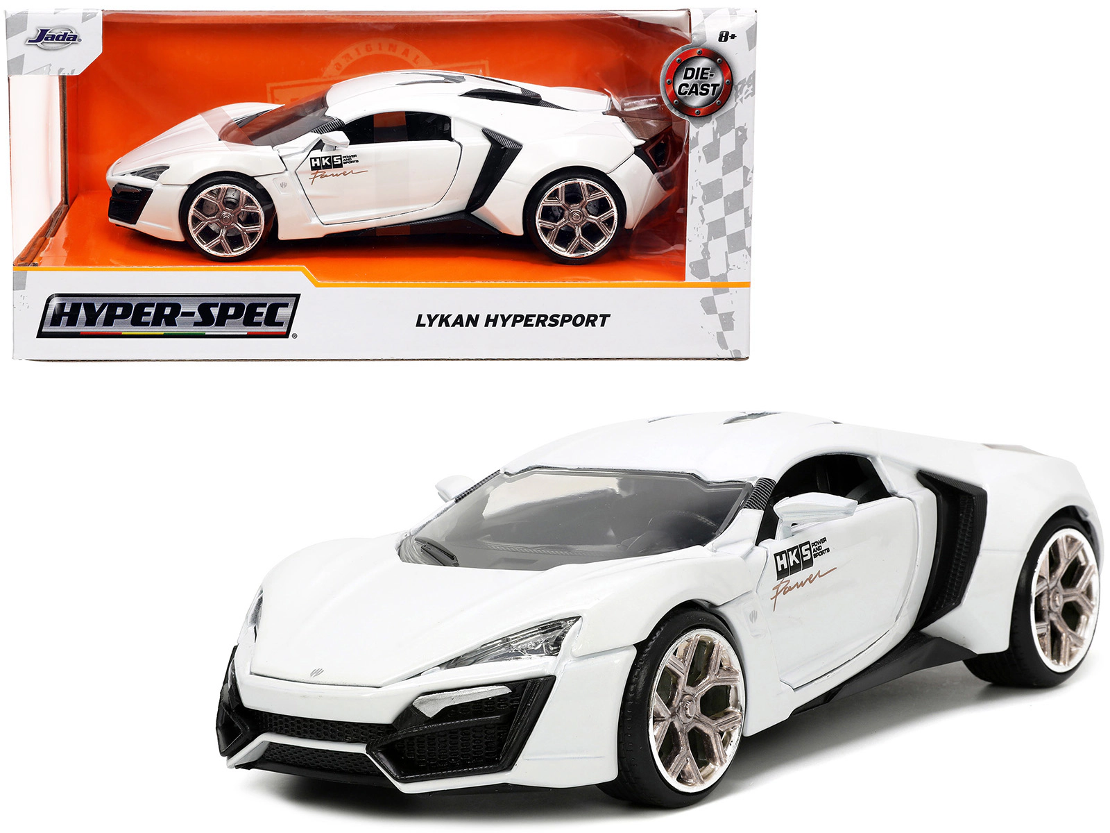 Jada Lykan Hypersport White with Bronze Metallic Rear Spoiler "HKS" "Hyper-Spec" Series 1/24 Diecast Model Car by Jada
