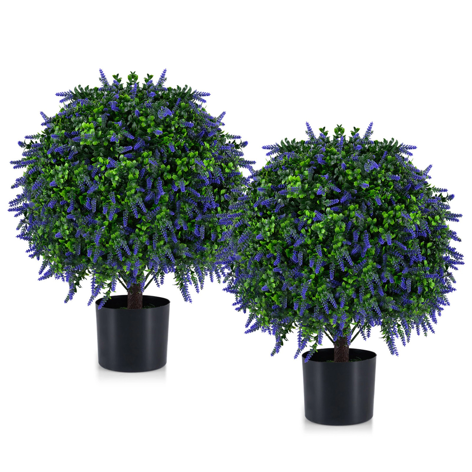 SUGIFT Set of 2 Lavender Blossom Layered Foliage Artificial Topiary Ball Trees 22-in Tall 6-in x 5-in Pot Purple