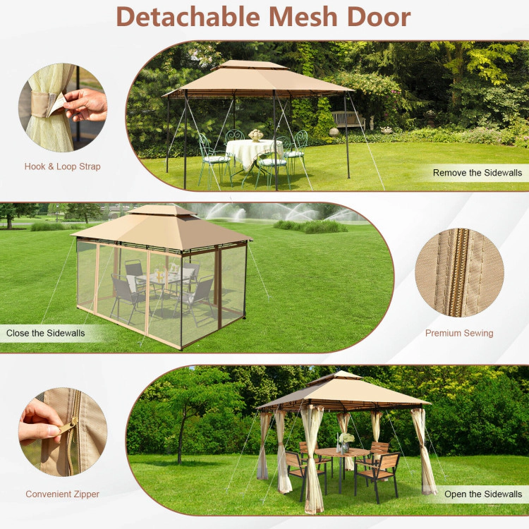 Hivvago 10 Feet x 13 Feet Tent Canopy Shelter with Removable Netting Sidewall
