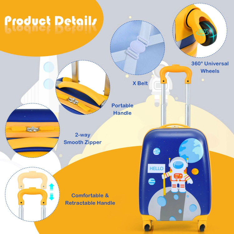 Hivvago 2-Piece Kids Travel Luggage Set with Backpack and Rolling Suitcase