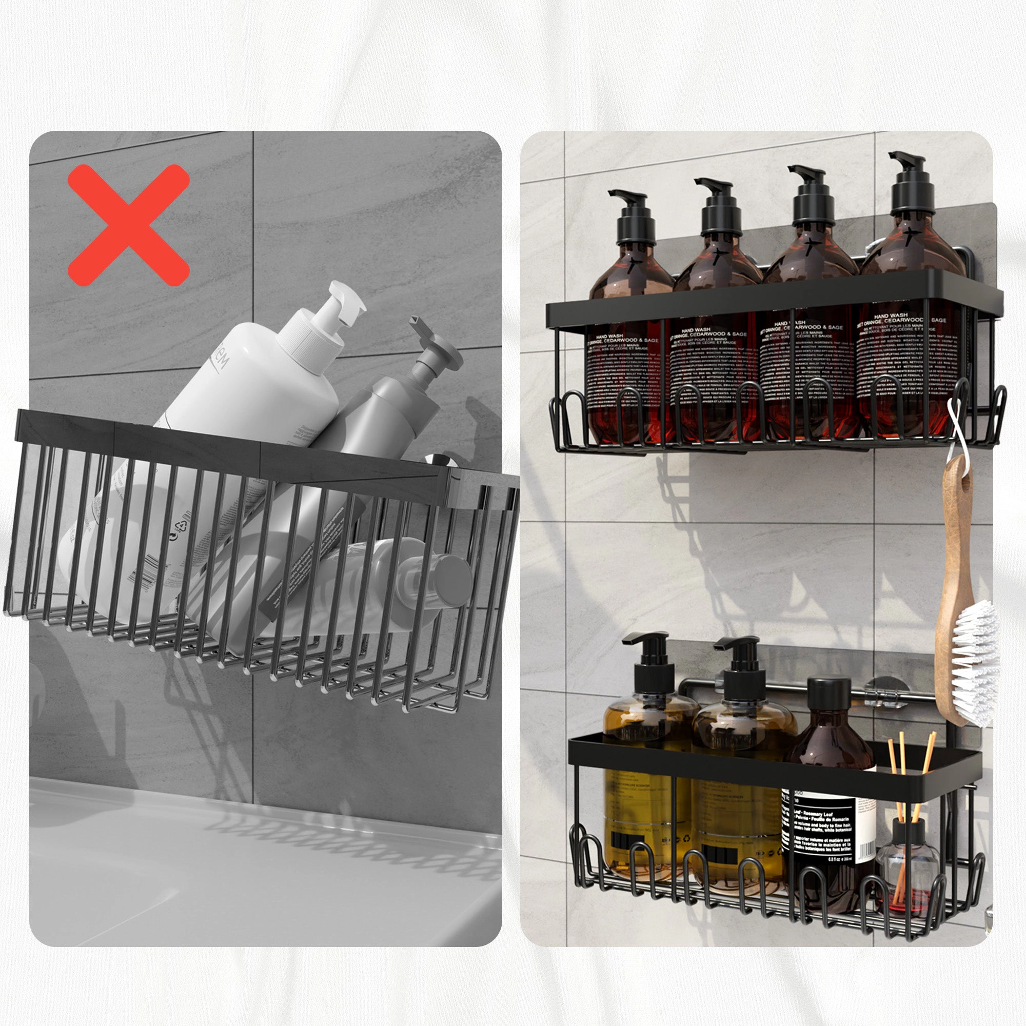 Cheer Collection 5-Pack Stainless Steel Shower Caddy and Kitchen Organizer Set