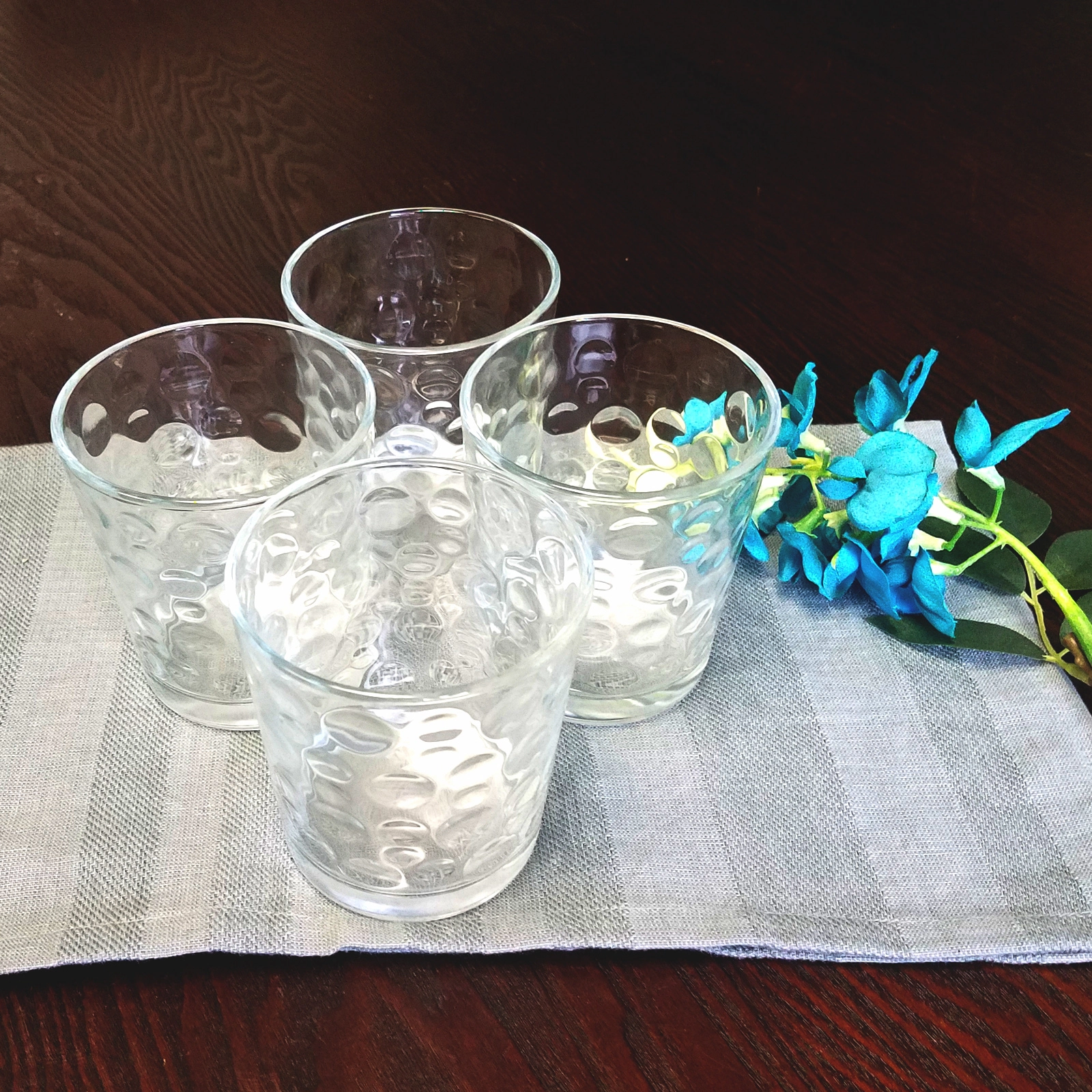 Gibson Home Great Foundations 4-Piece 13 oz. Double Old Fashioned Glass Set, Bubbles Pattern