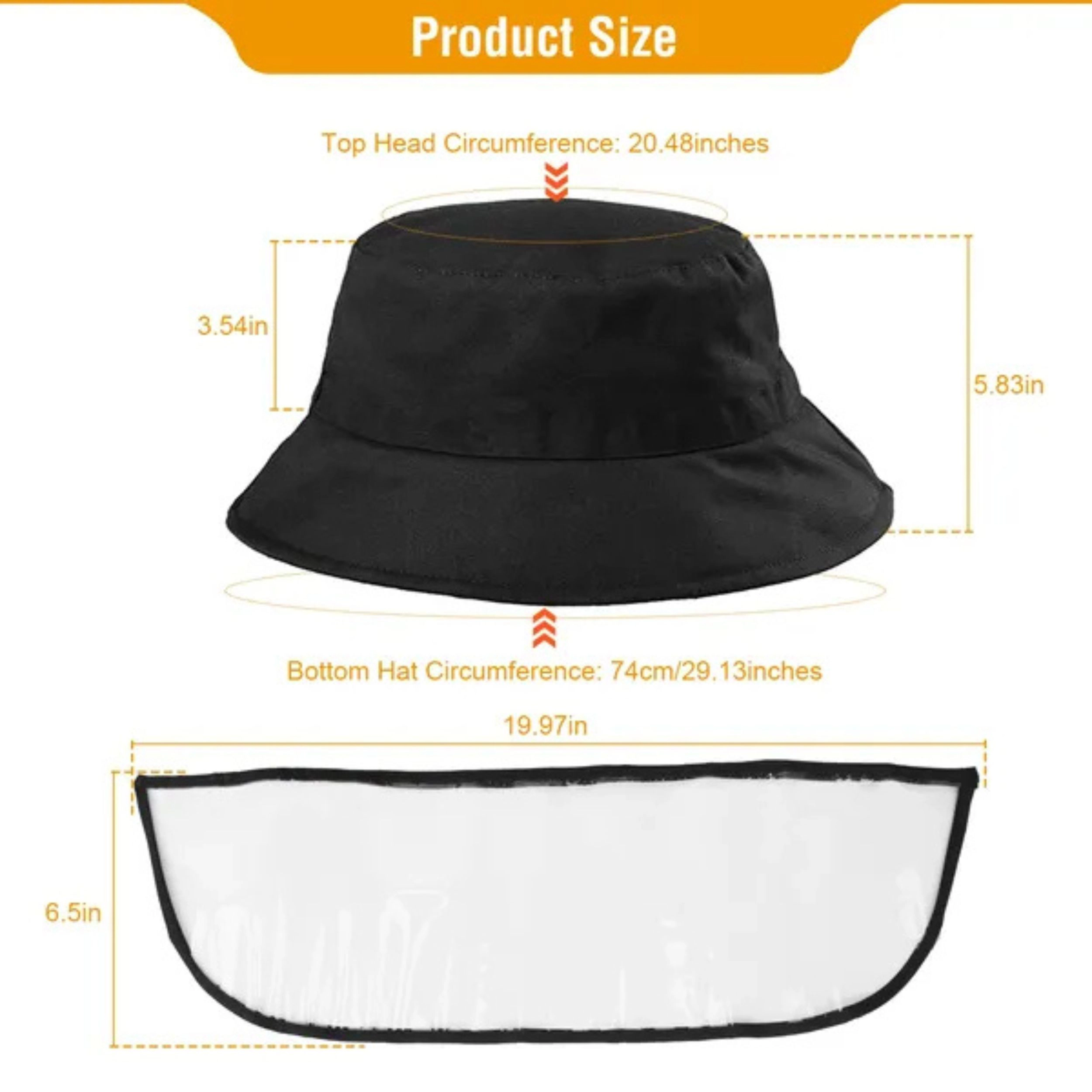 SS Design Unisex Protective Sun Bucket Hat Face Shield Black