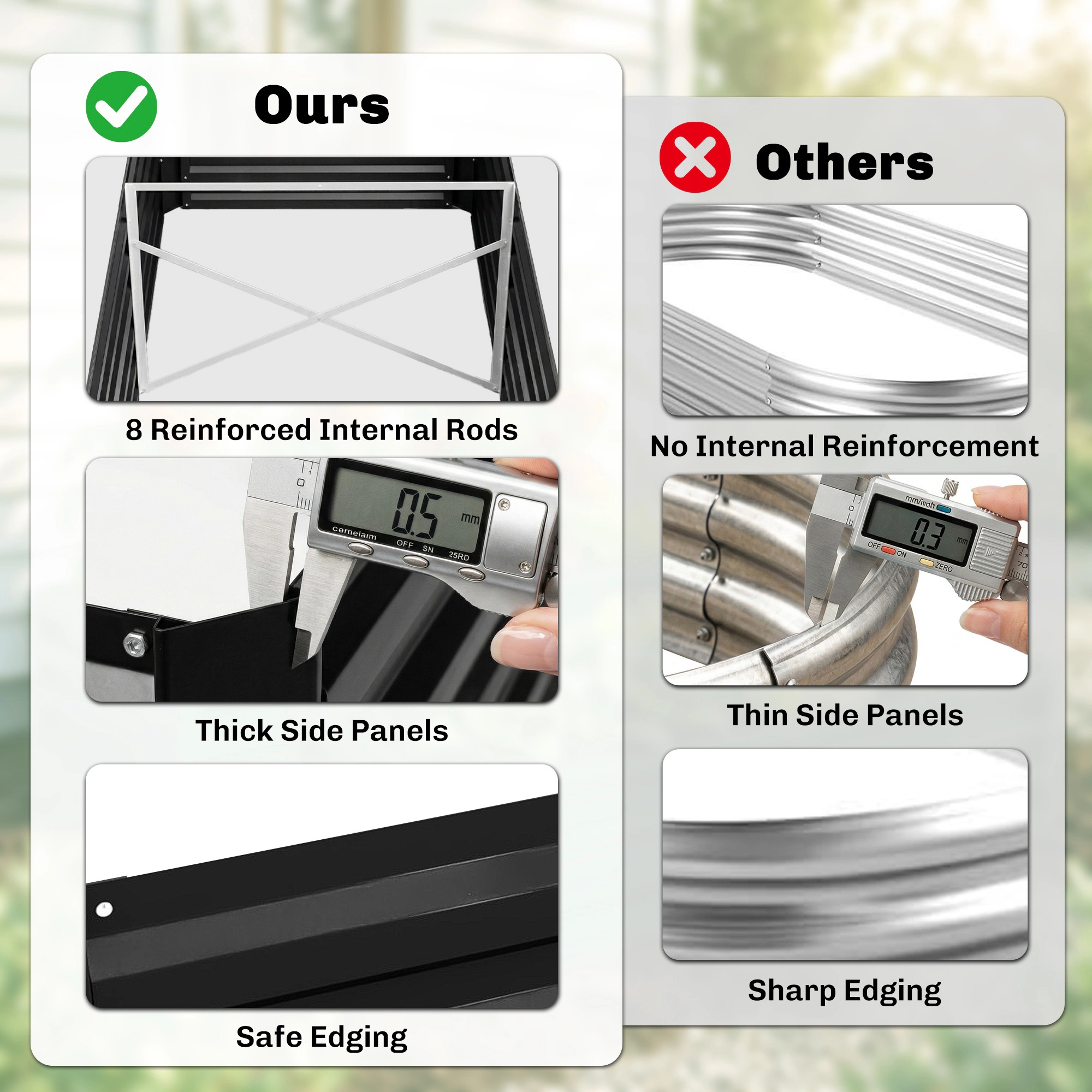 HONGGE Galvanized Raised Garden Bed, Steel Outdoor Planters with Reinforced Rods, 71" x 36" 23"
