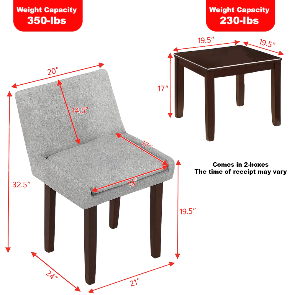 Hivvago 3-Piece Modern Chair and Table Set for Dining, Kitchen, and Living Spaces