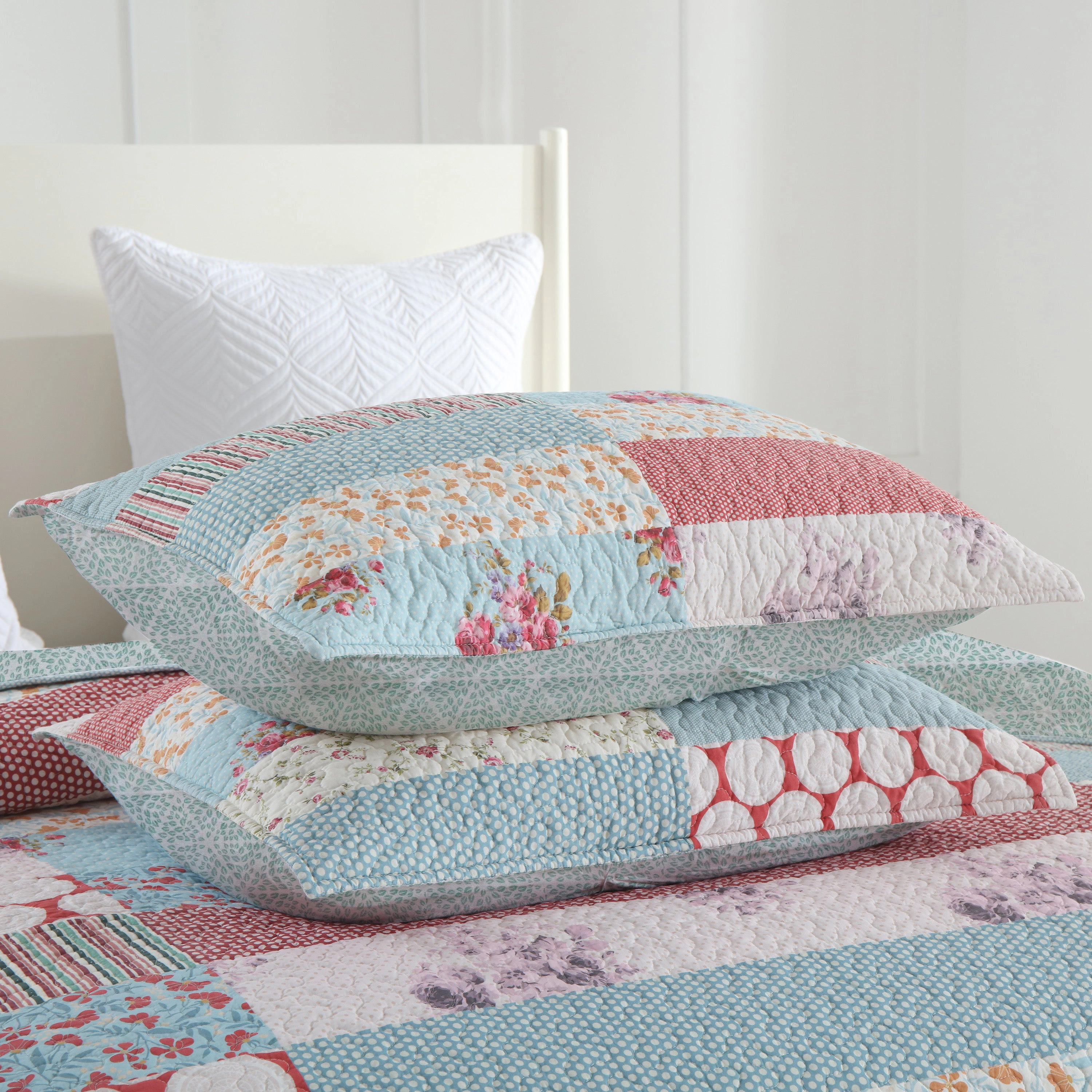 MarCielo 3 Pieces Floral Printed Quilt Bedspread Set-Soft Reversible Coverlet