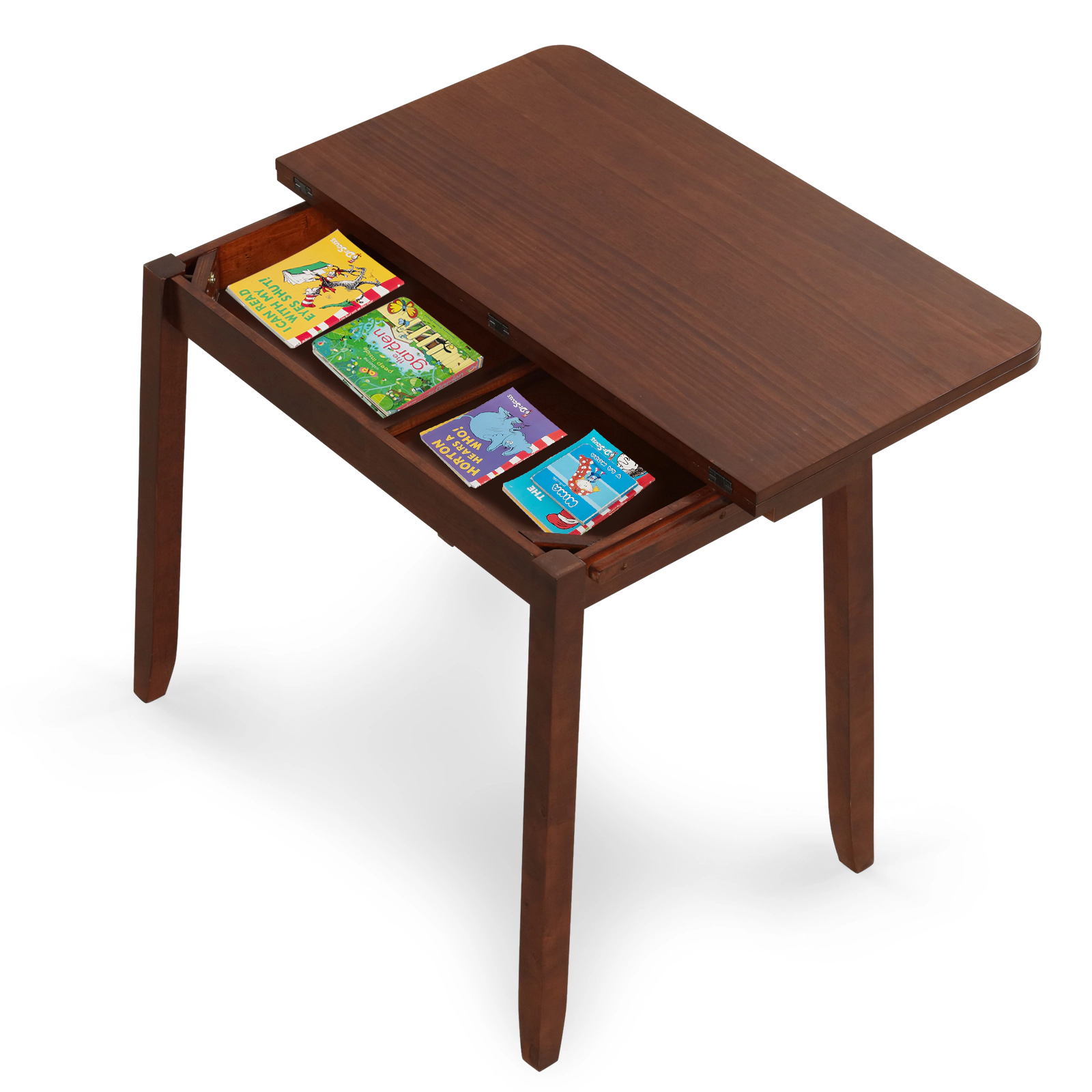 LJG Mid Century Folding Dining Table for 4 People Extendable Kitchen Table with Hidden Storage
