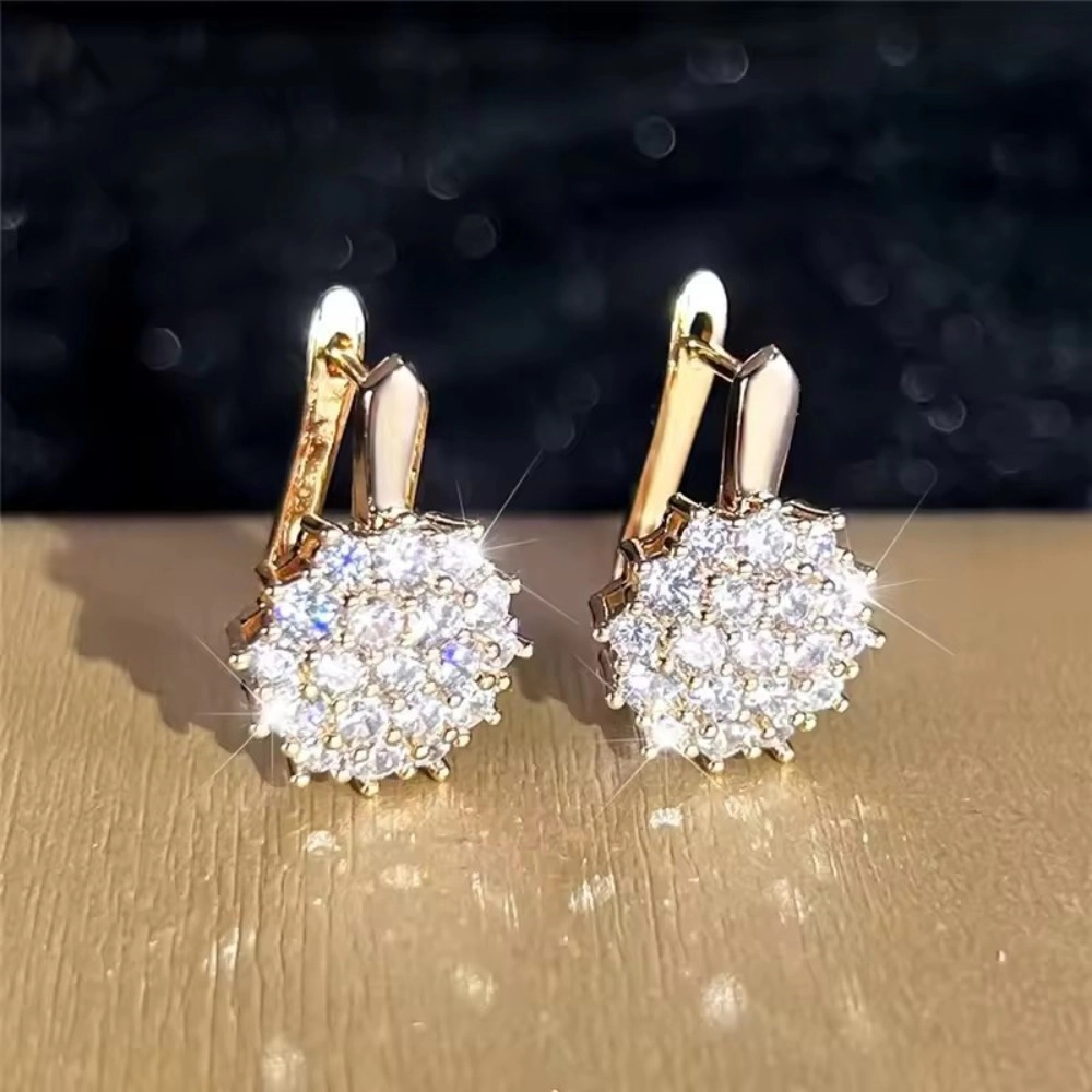 Wardrobe Whimsy Womens Flower Cluster Pave Sparkling Earrings