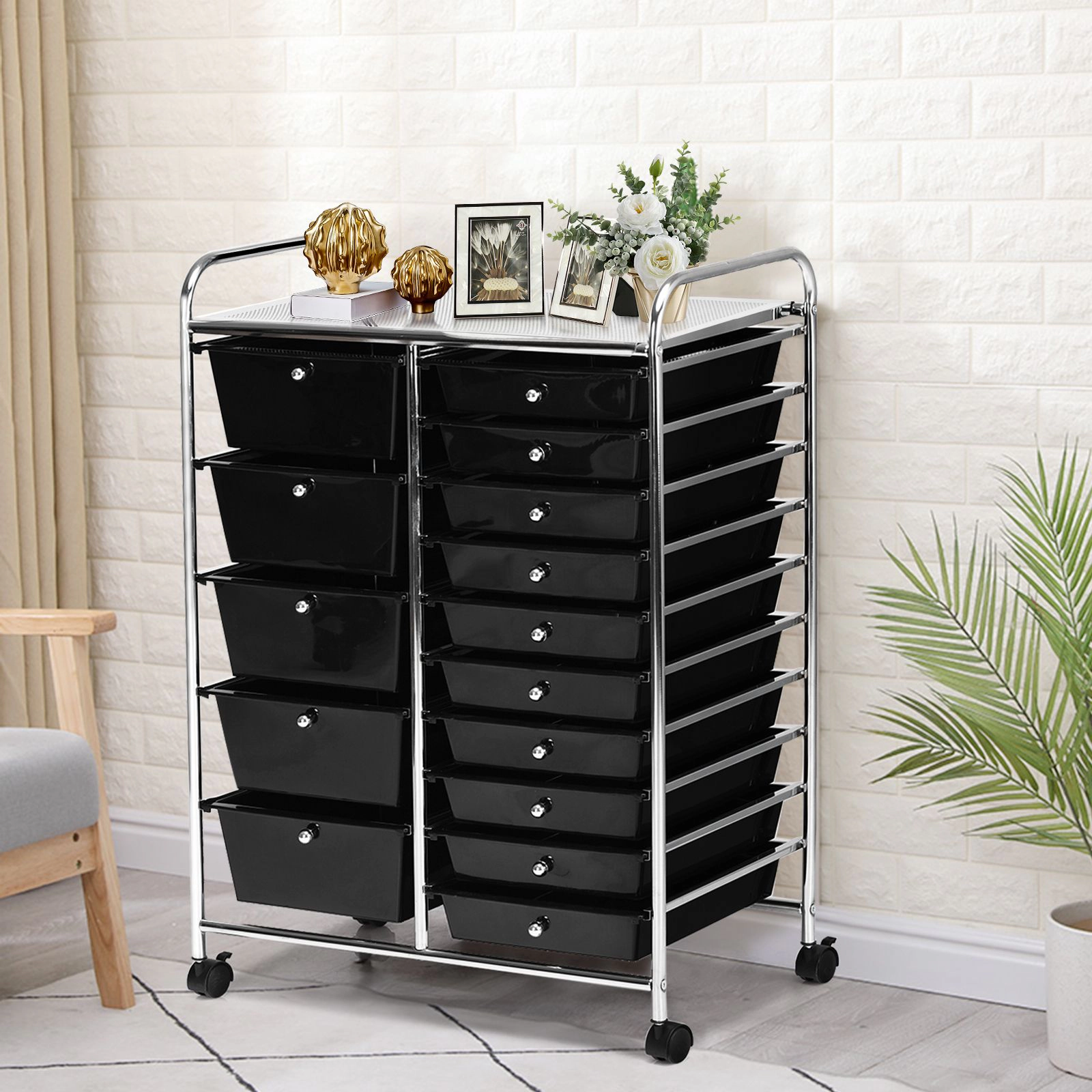 SlickBlue 15 Drawer Utility Storage Cart with Wheels