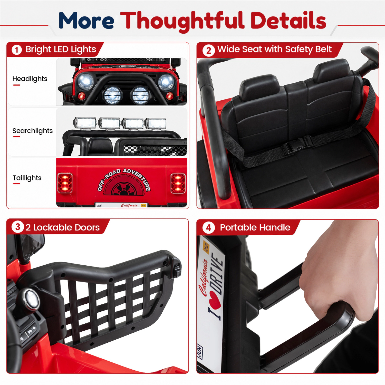 LJG 12V Electric 2-Seater Kids Ride on Car with Parent Remote Control