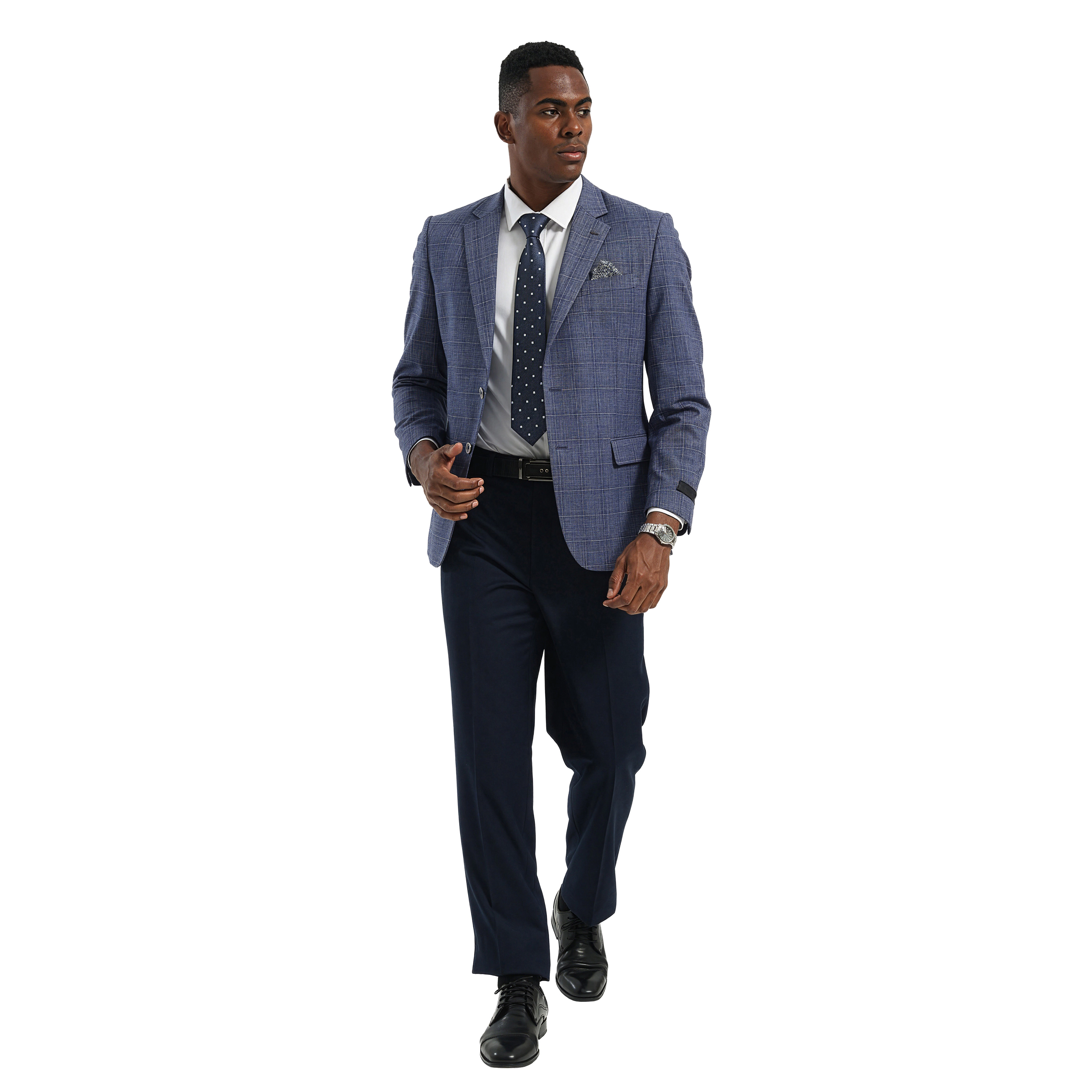 Tazzio Mens Plaid Windowpane Slim-Fit Sport Coat, Business and Casual