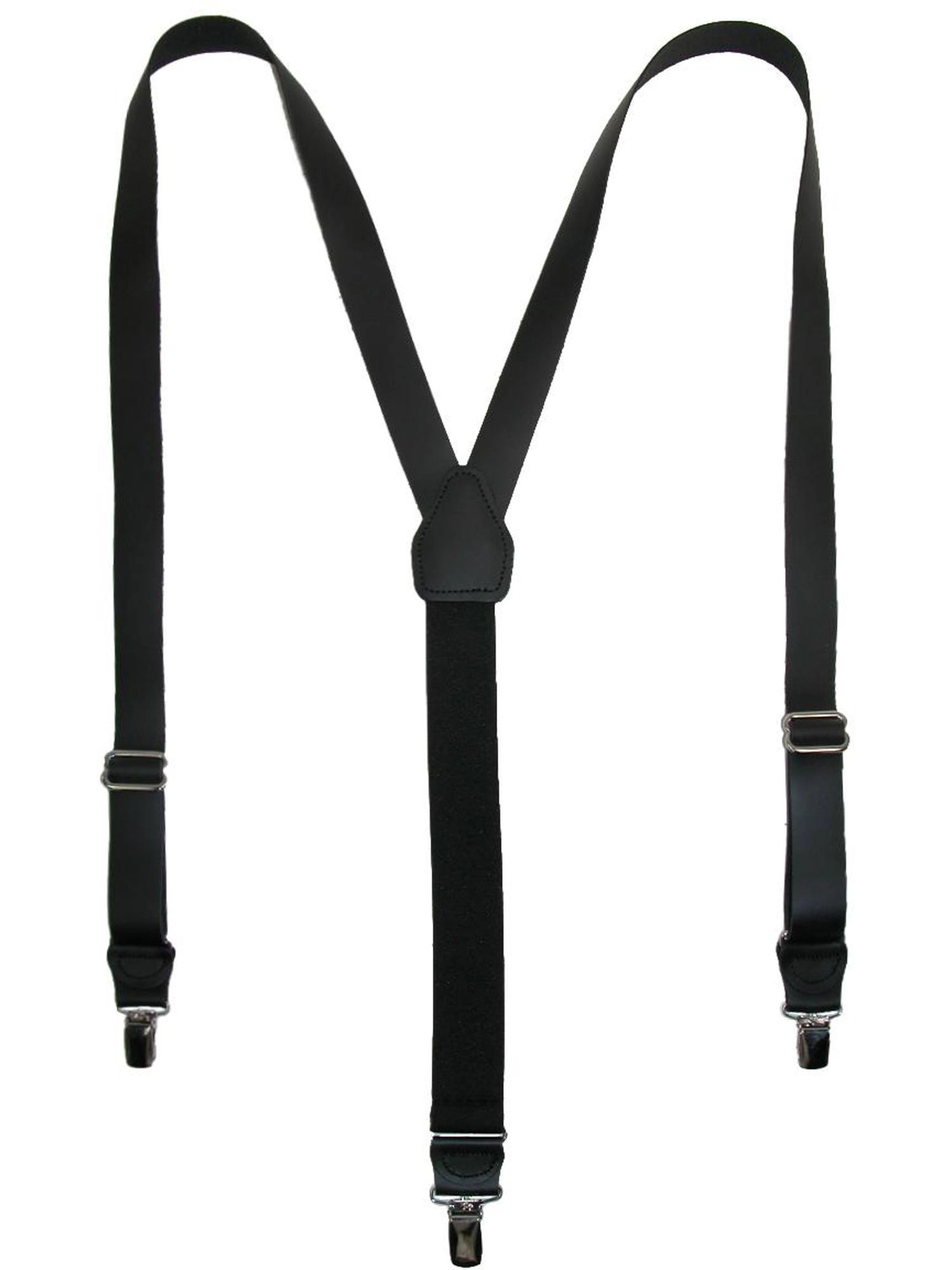 CTM Men's Coated Leather Clip-End 1 Inch Suspenders