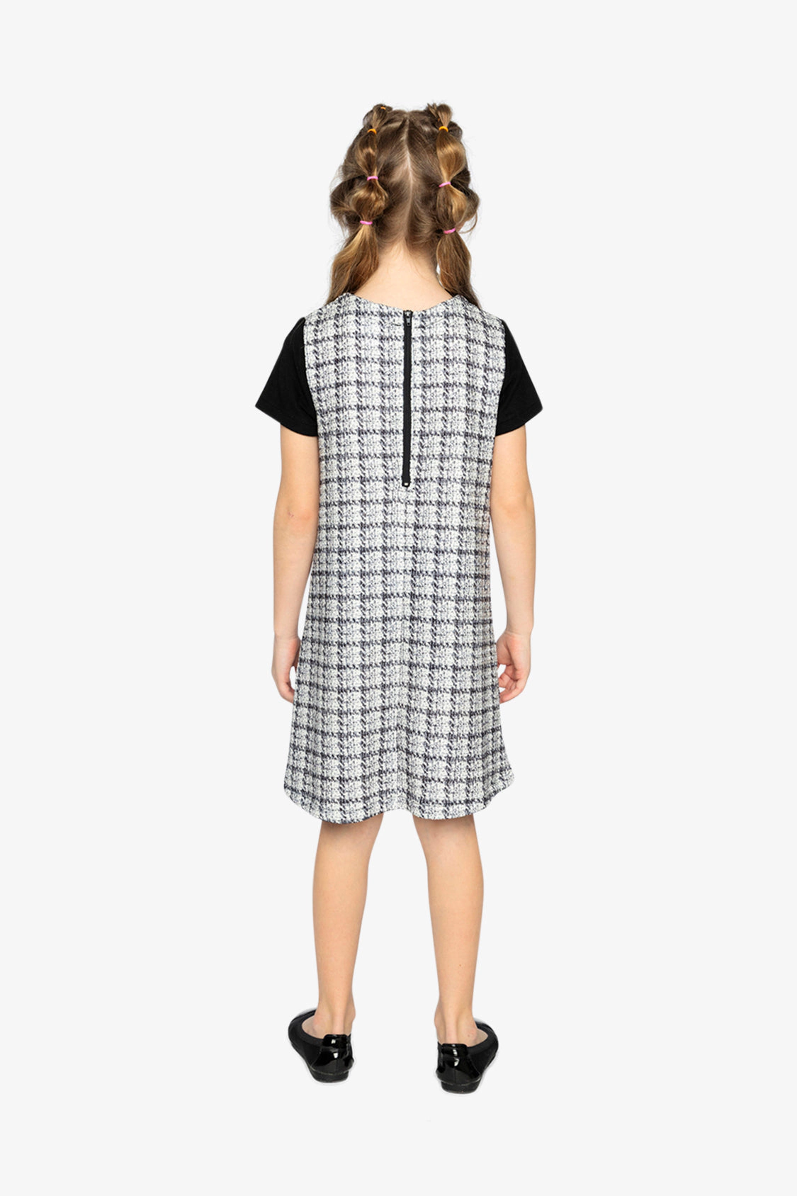 Deux par Deux Girls Sleeveless Plaid Knitwear A-Line Dress