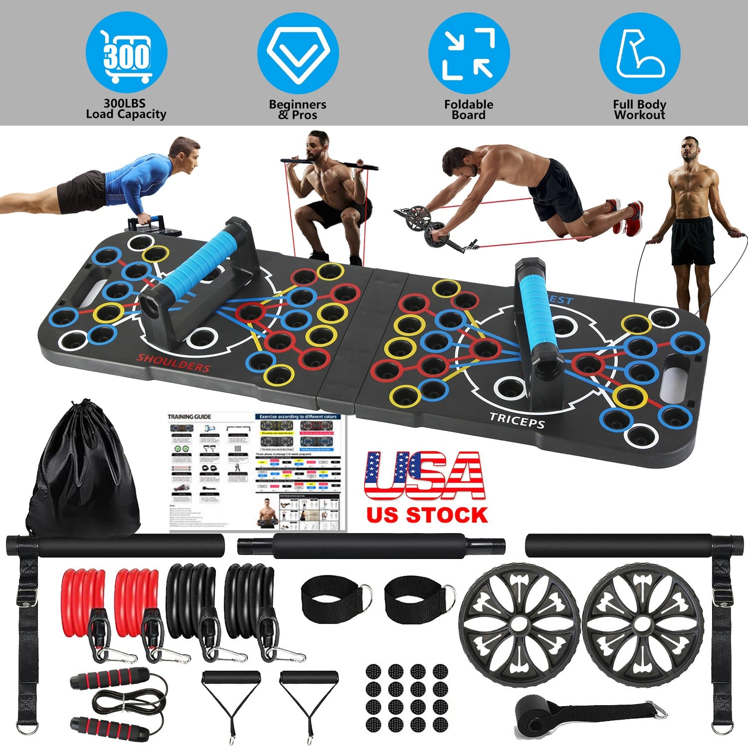 GBruno 15-Piece Push Up Board Workout System