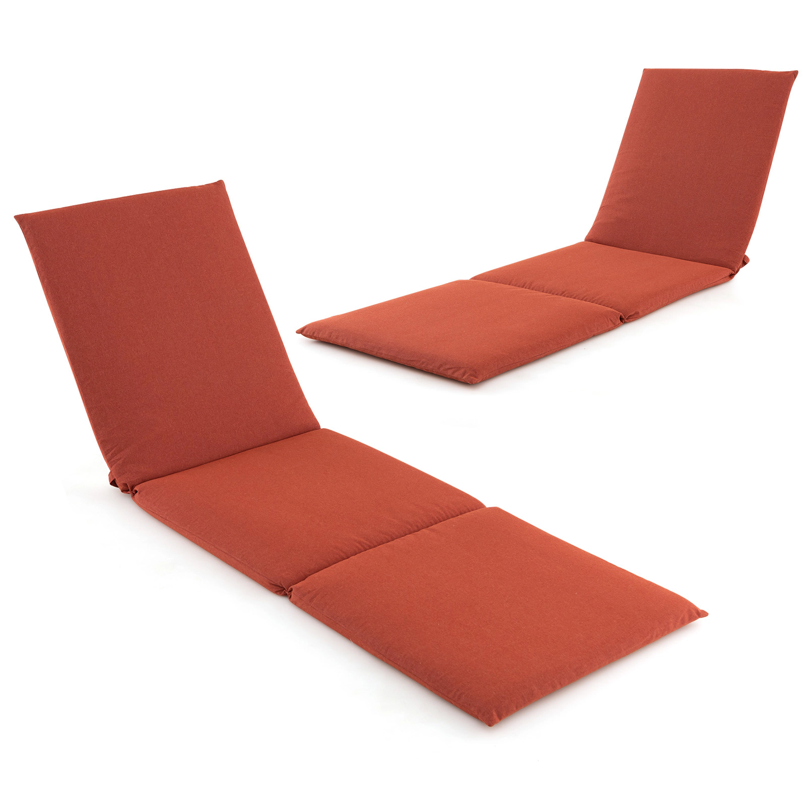 SUGIFT Orange Tri-Fold Foam Padded Outdoor Chaise Lounge Pad with Hook and Loop Straps 72-in W 23-in D 1.8-in H