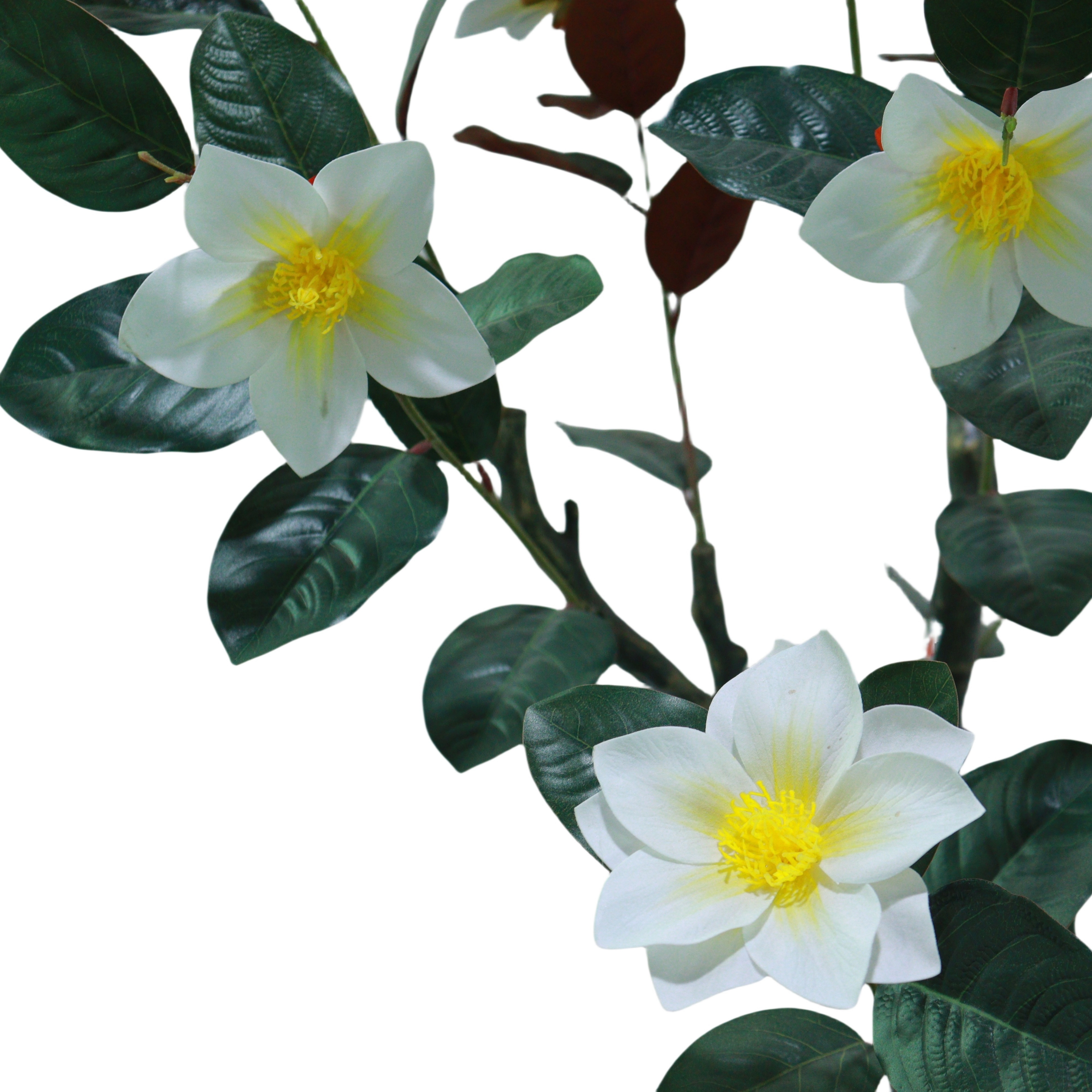5FT Artificial Magnolia Flower Tree with Pot,Real Touch Silk Faux Plant Decor