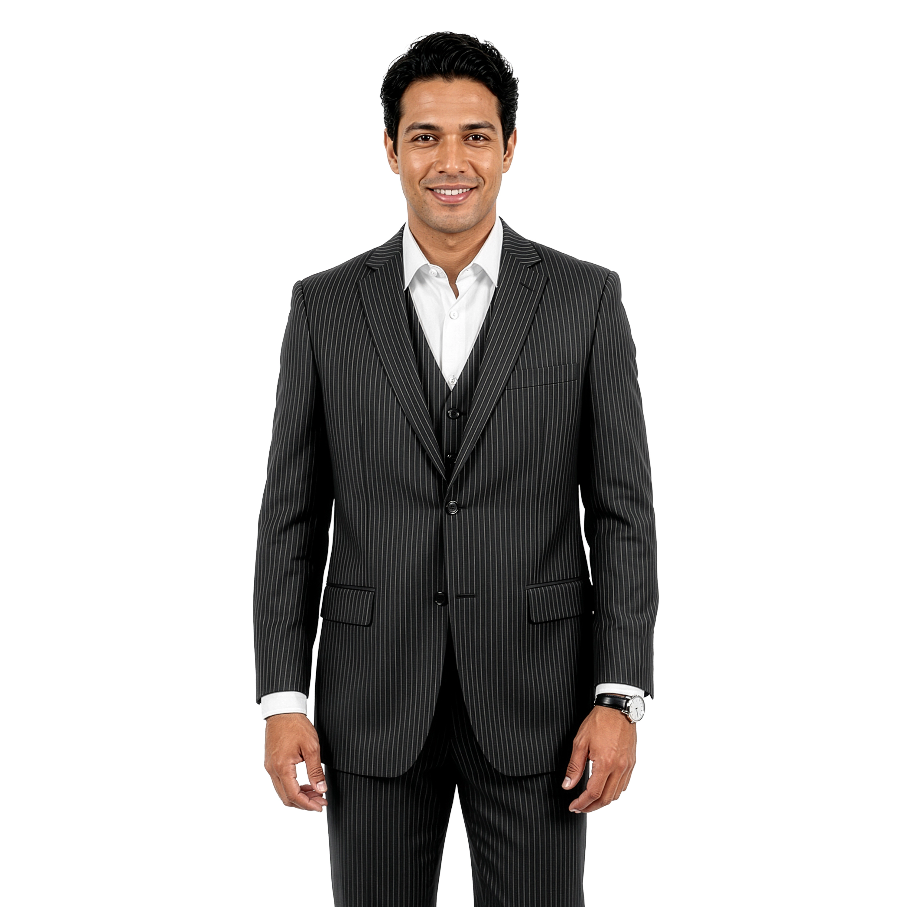 Tazzio Mens Modern Fit 3 Piece Pinstripe Suit Set
