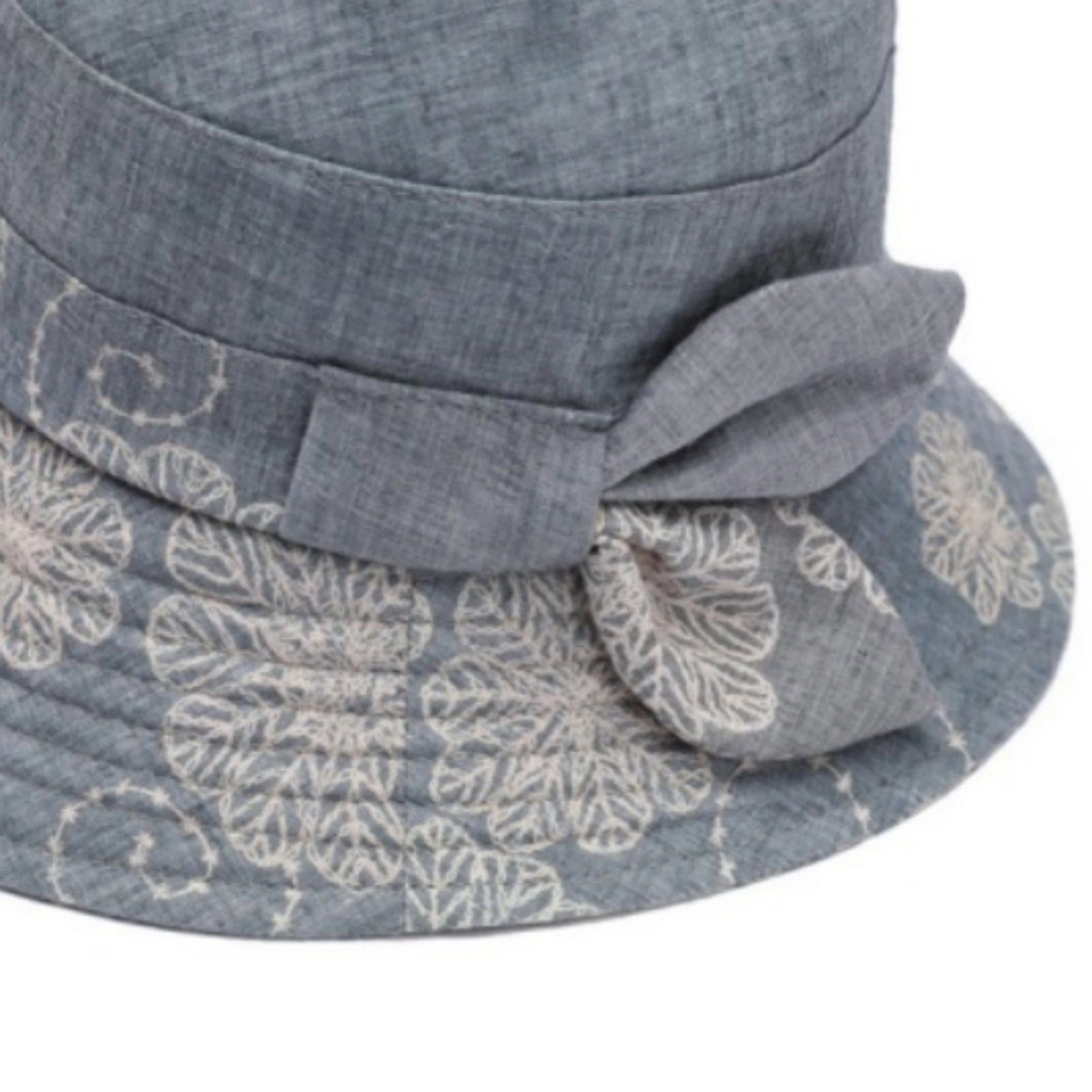 Anna-Kaci Women's Embroidered Floral Bucket Hat with Side Bow Detail 22-22.8in