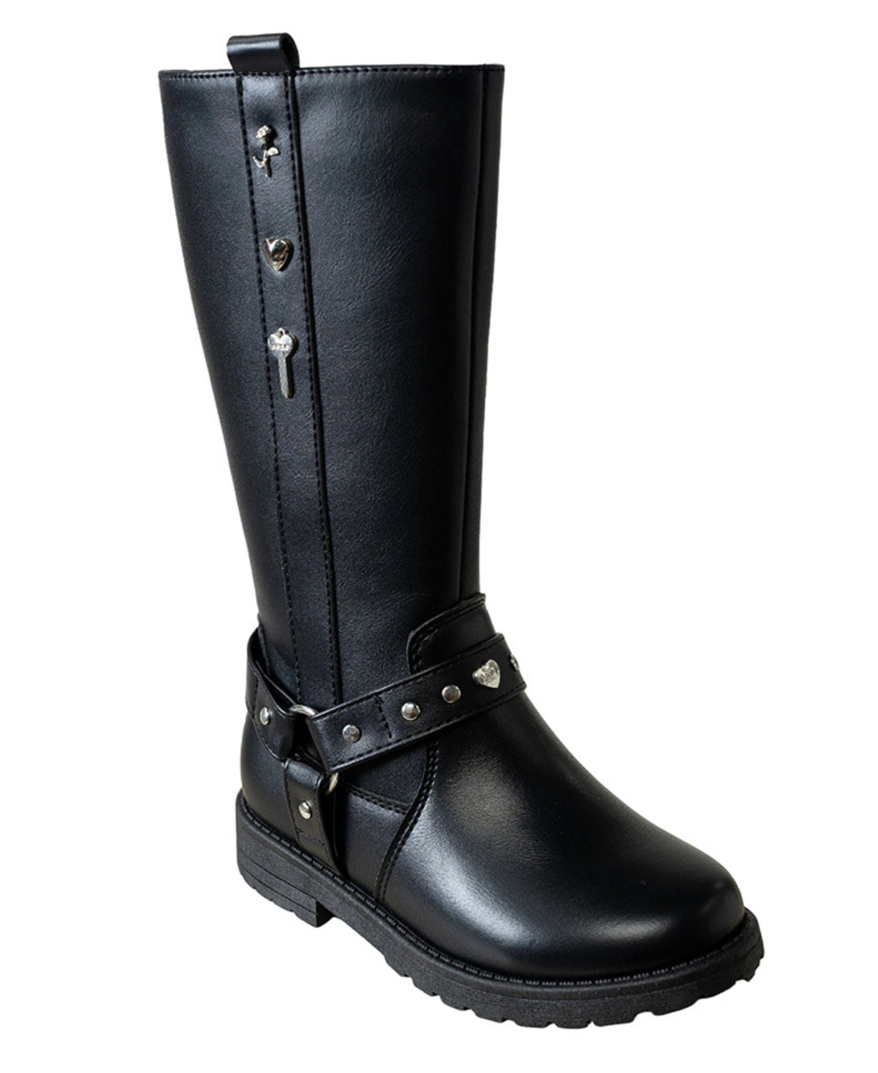 Bebe Girl's Tall Rider Boot with Charms and Studs