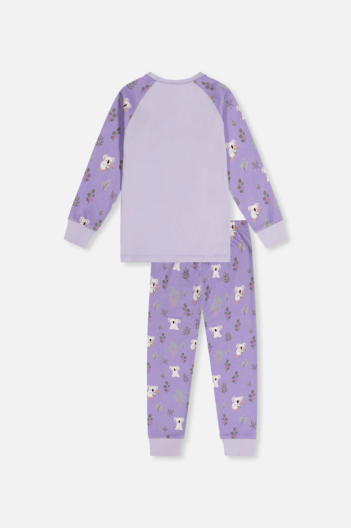 Deux par Girls Organic Cotton Koala Print Two Piece Pajama Set with Raglan Top and Pants