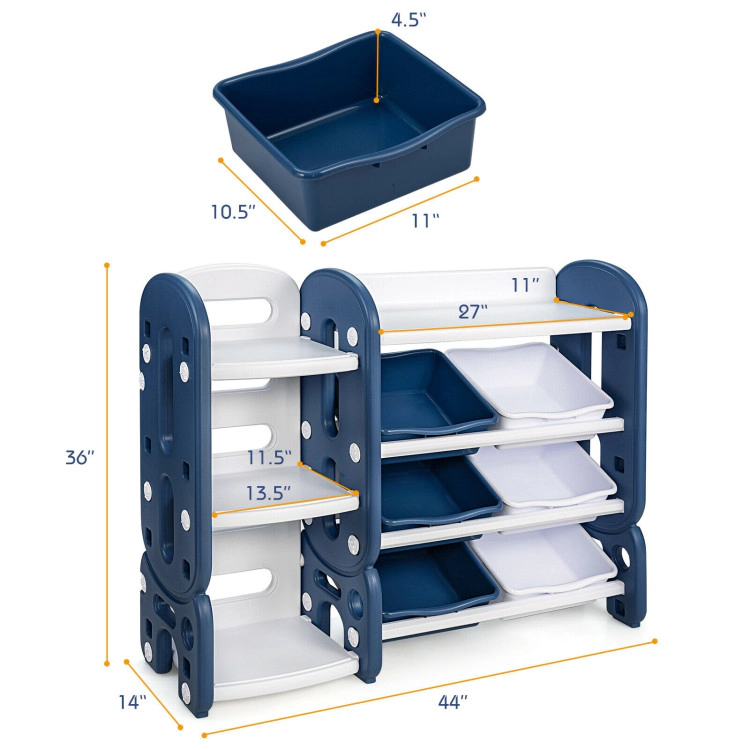 Hivvago Kids Toy Storage Organizer with Bins and Multi-Layer Shelf for Bedroom Playroom