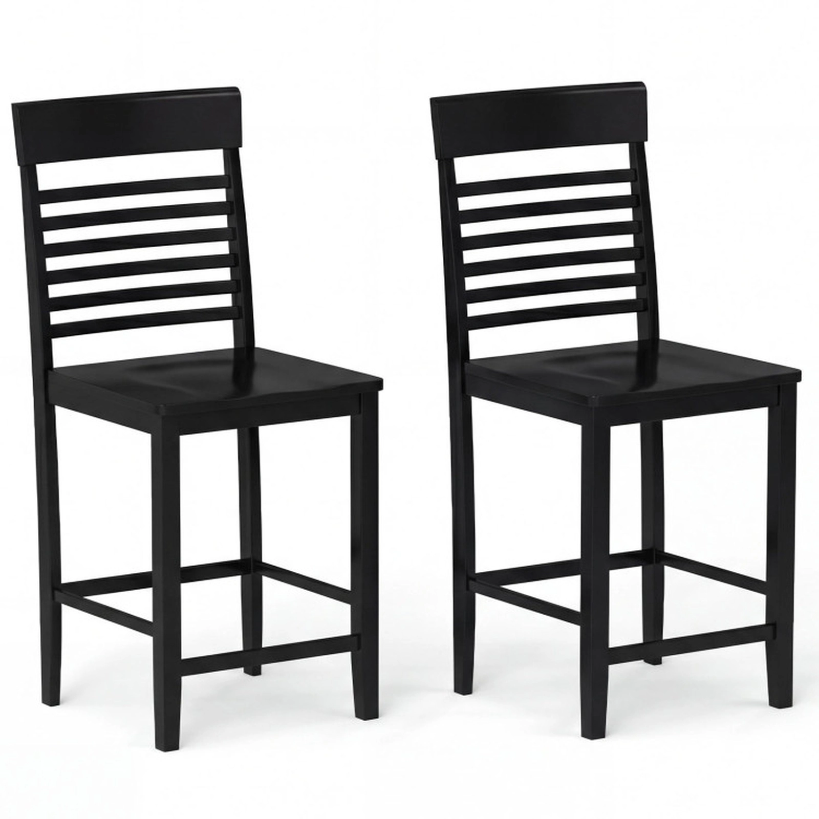 SUGIFT Counter-Height Dining Chair Set of 2 with Footrests and Solid Wood Frame 310-lb Capacity Gray/Black